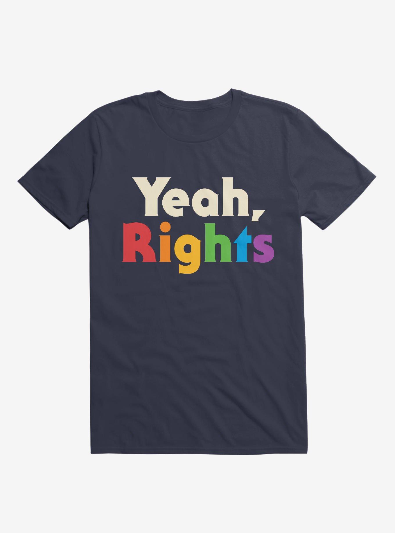 Yeah, Rights Rainbow Text T-Shirt, NAVY, hi-res