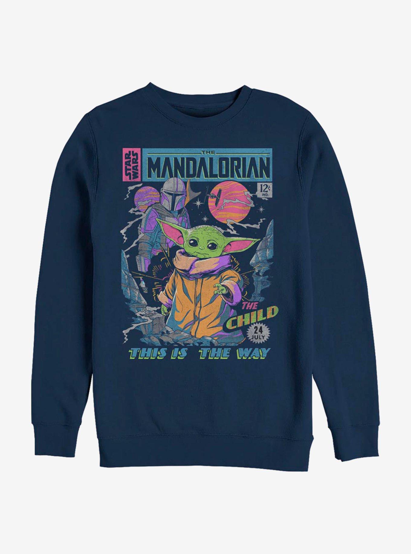 Star Wars The Mandalorian Neon Poster Sweatshirt, NAVY, hi-res