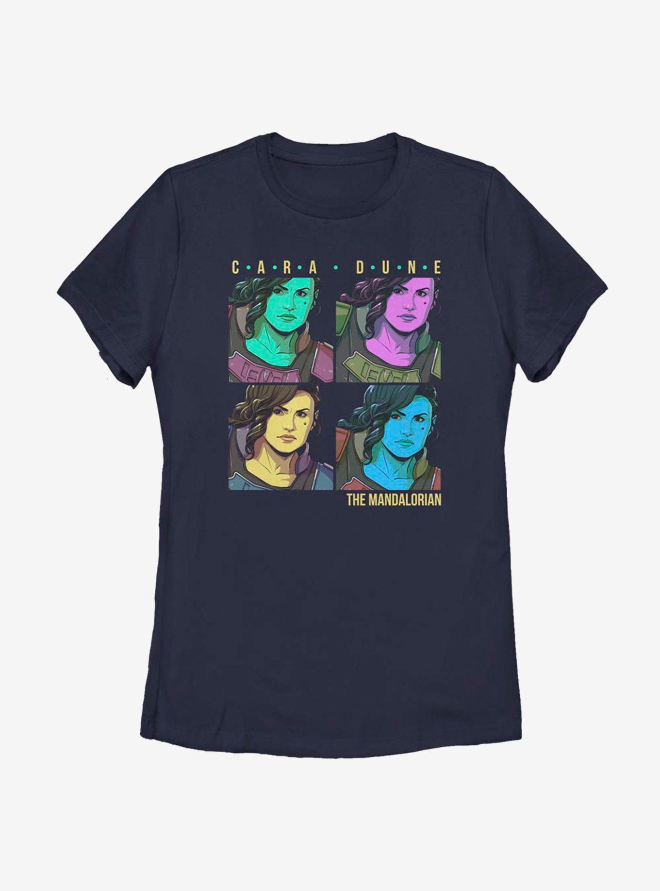 Star Wars The Mandalorian Cara Dune Box Up Womens T-Shirt, NAVY, hi-res view 1