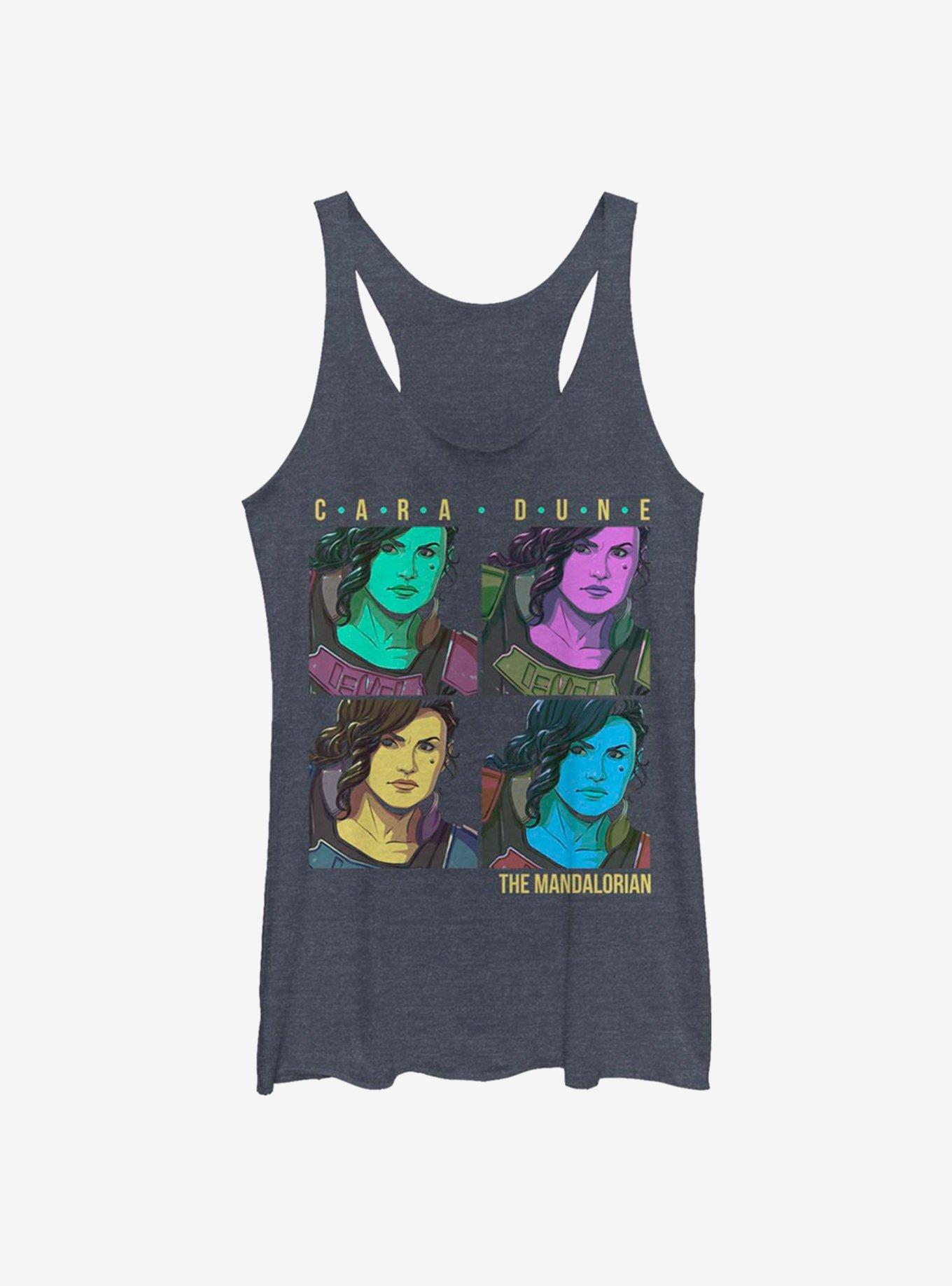Star Wars The Mandalorian Cara Dune Box Up Womens Tank Top, NAVY HTR, hi-res view 1