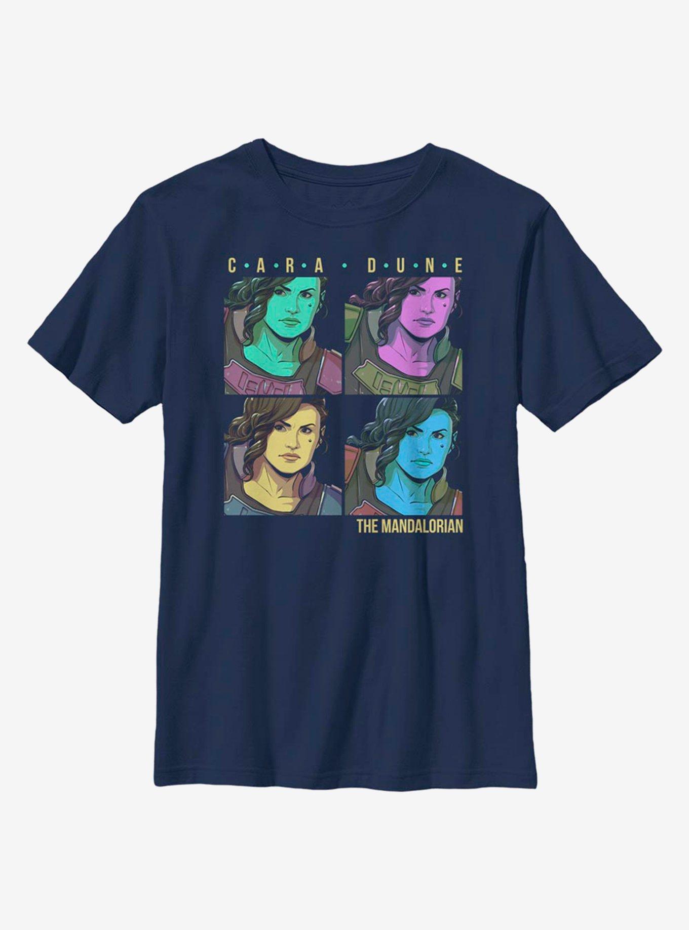 Star Wars The Mandalorian Cara Dune Box Up Youth T-Shirt, NAVY, hi-res view 1