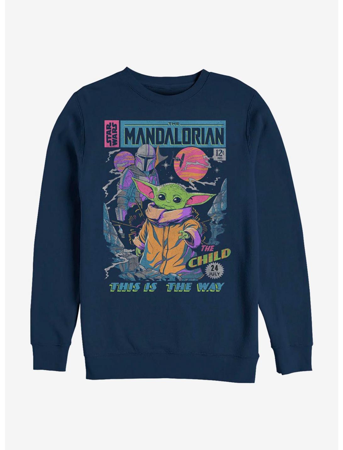 Star Wars The Mandalorian Neon Poster Sweatshirt, NAVY, hi-res