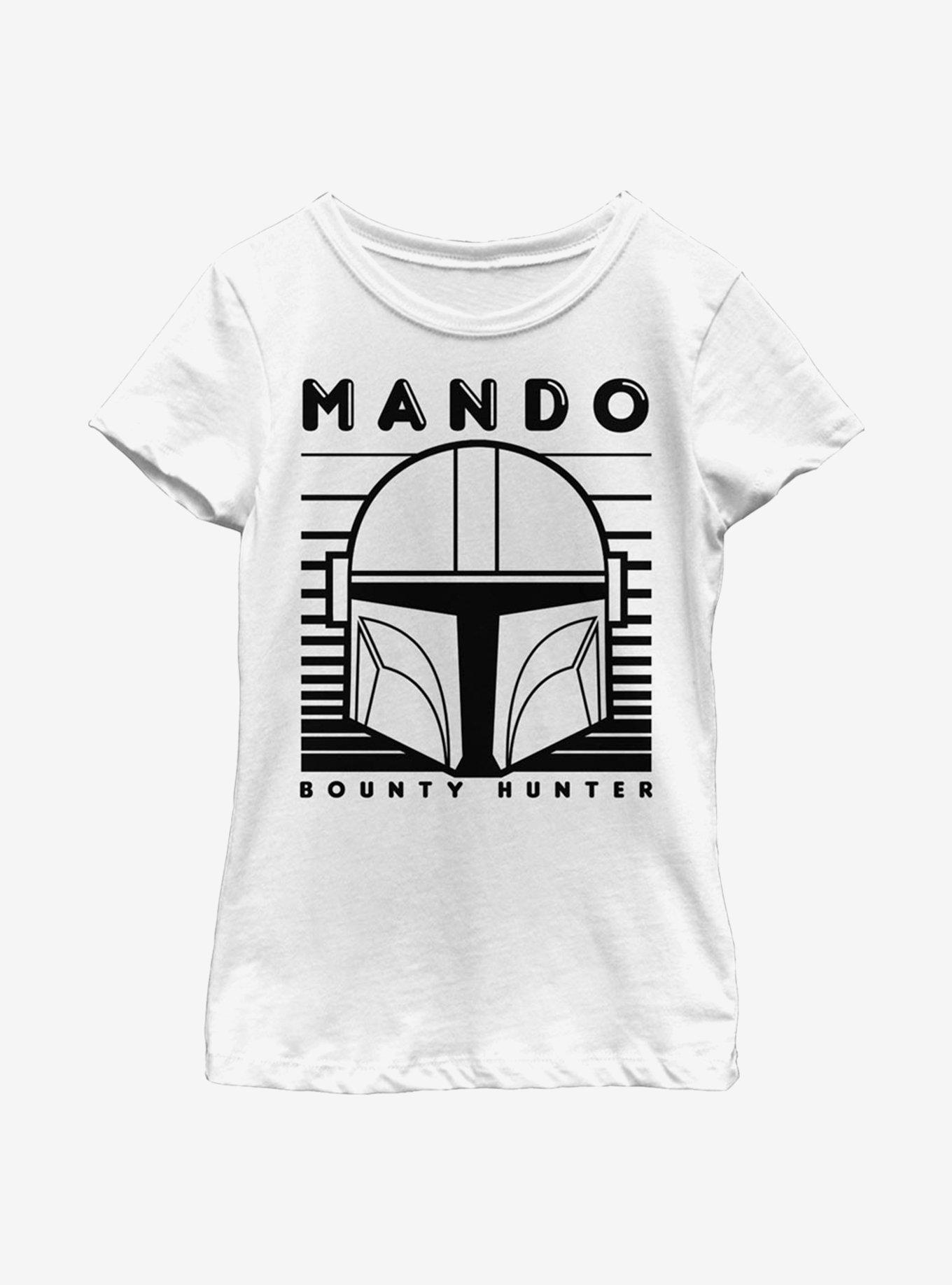 Star Wars The Mandalorian Mando Monotone Youth Girls T-Shirt, WHITE, hi-res view 1