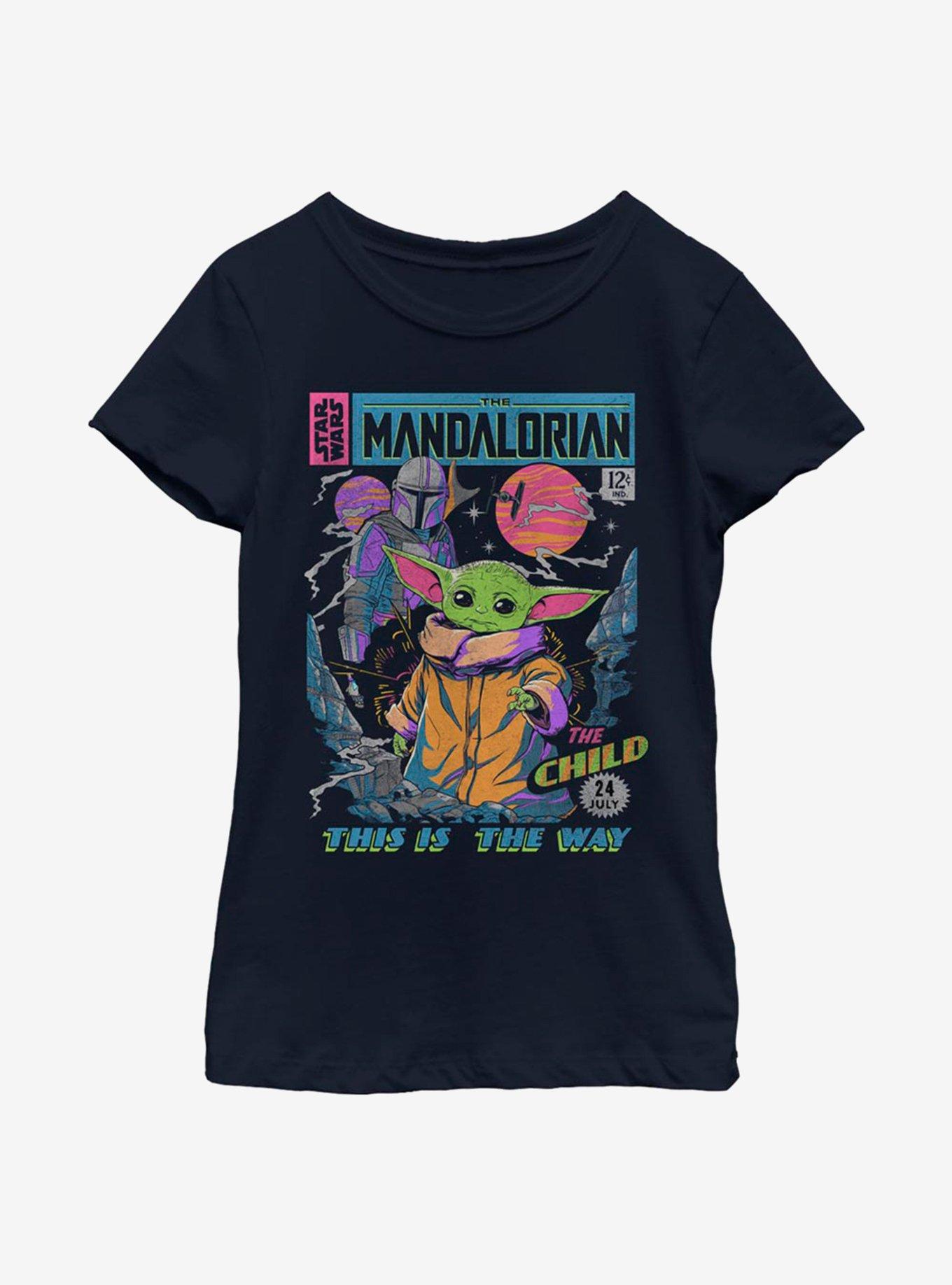 Star Wars The Mandalorian Neon Poster Youth Girls T-Shirt, NAVY, hi-res