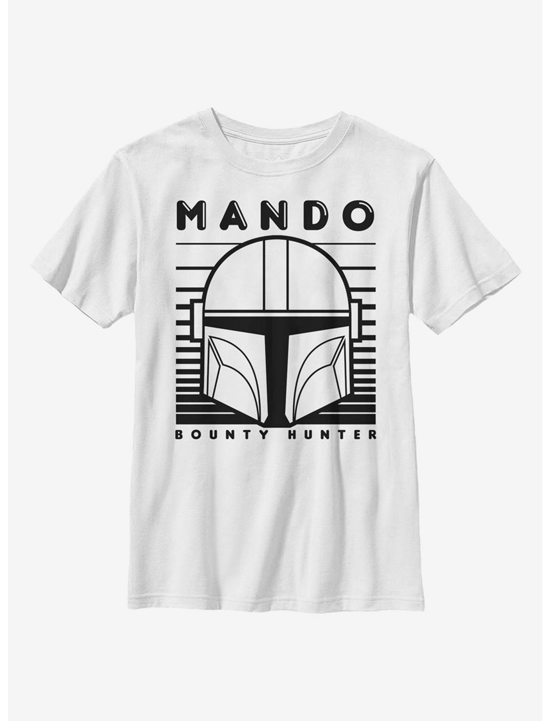 Star Wars The Mandalorian Mando Monotone Youth T-Shirt, WHITE, hi-res