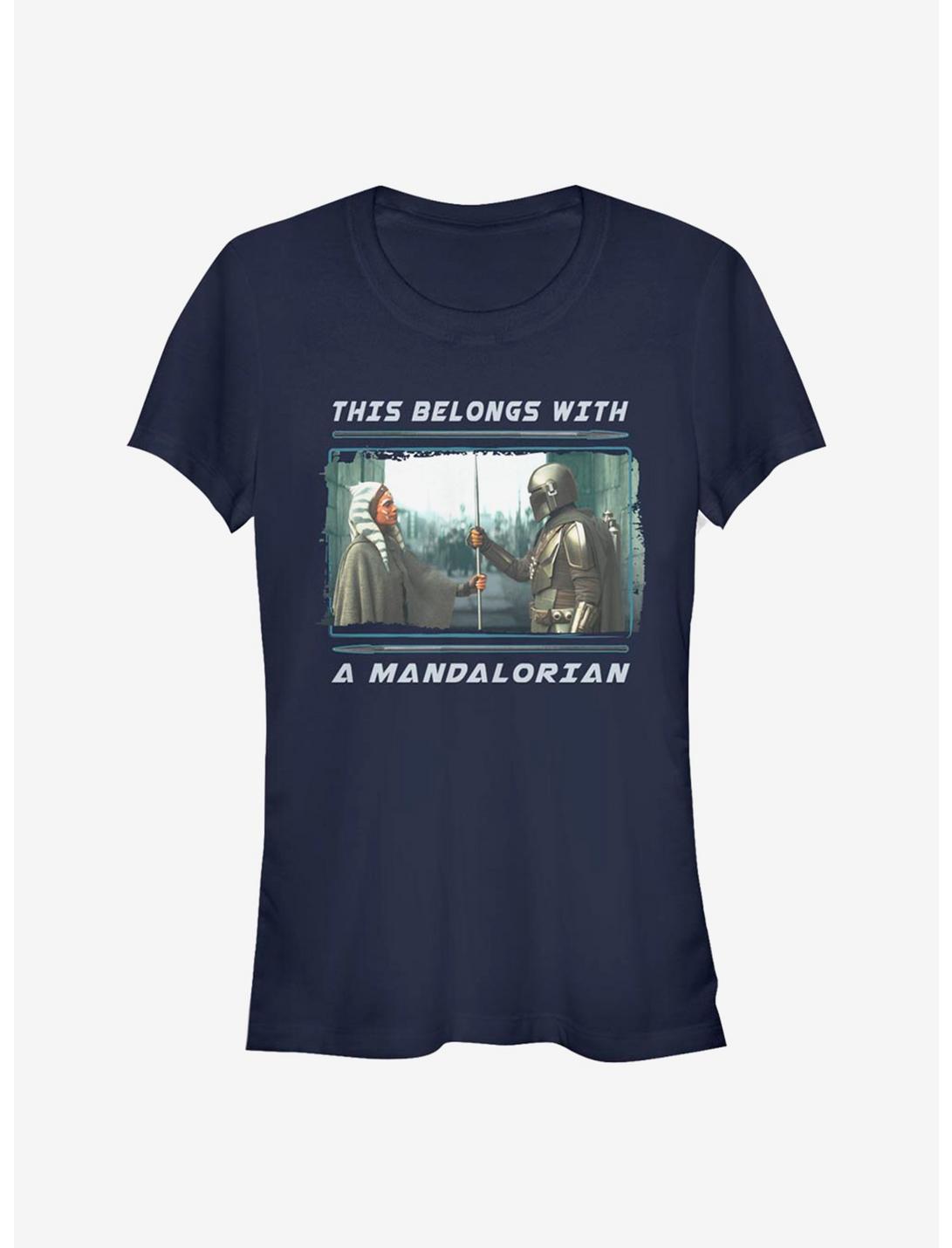 Star Wars The Mandalorian Belongs With A Mandalorian Girls T-Shirt, NAVY, hi-res