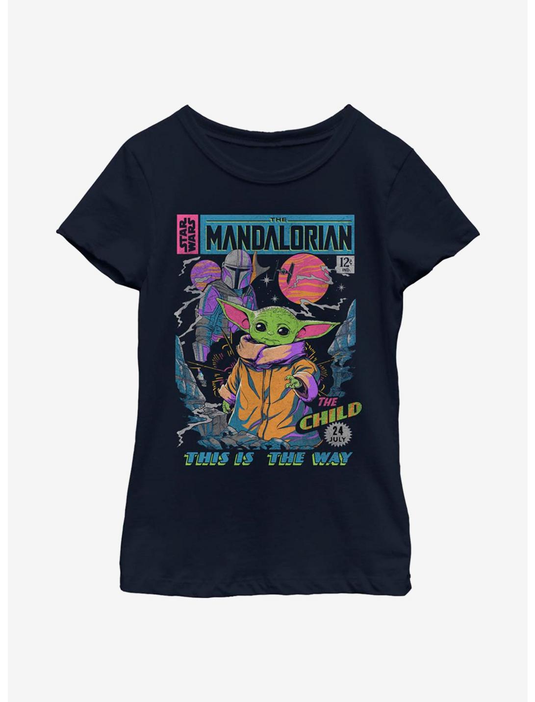 Star Wars The Mandalorian Neon Poster Youth Girls T-Shirt, NAVY, hi-res
