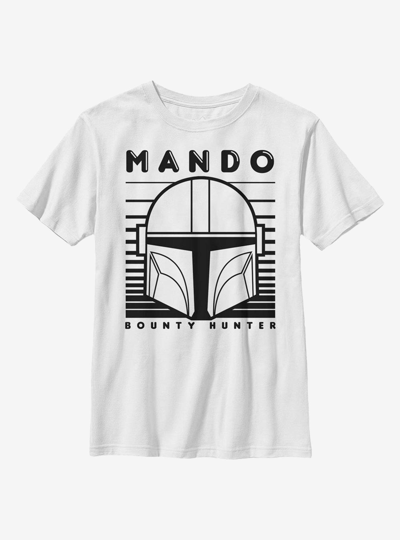 Star Wars The Mandalorian Mando Monotone Youth T-Shirt, WHITE, hi-res