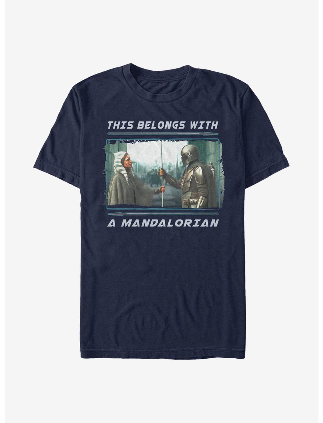 Star Wars The Mandalorian Belongs With A Mandalorian T-Shirt, NAVY, hi-res