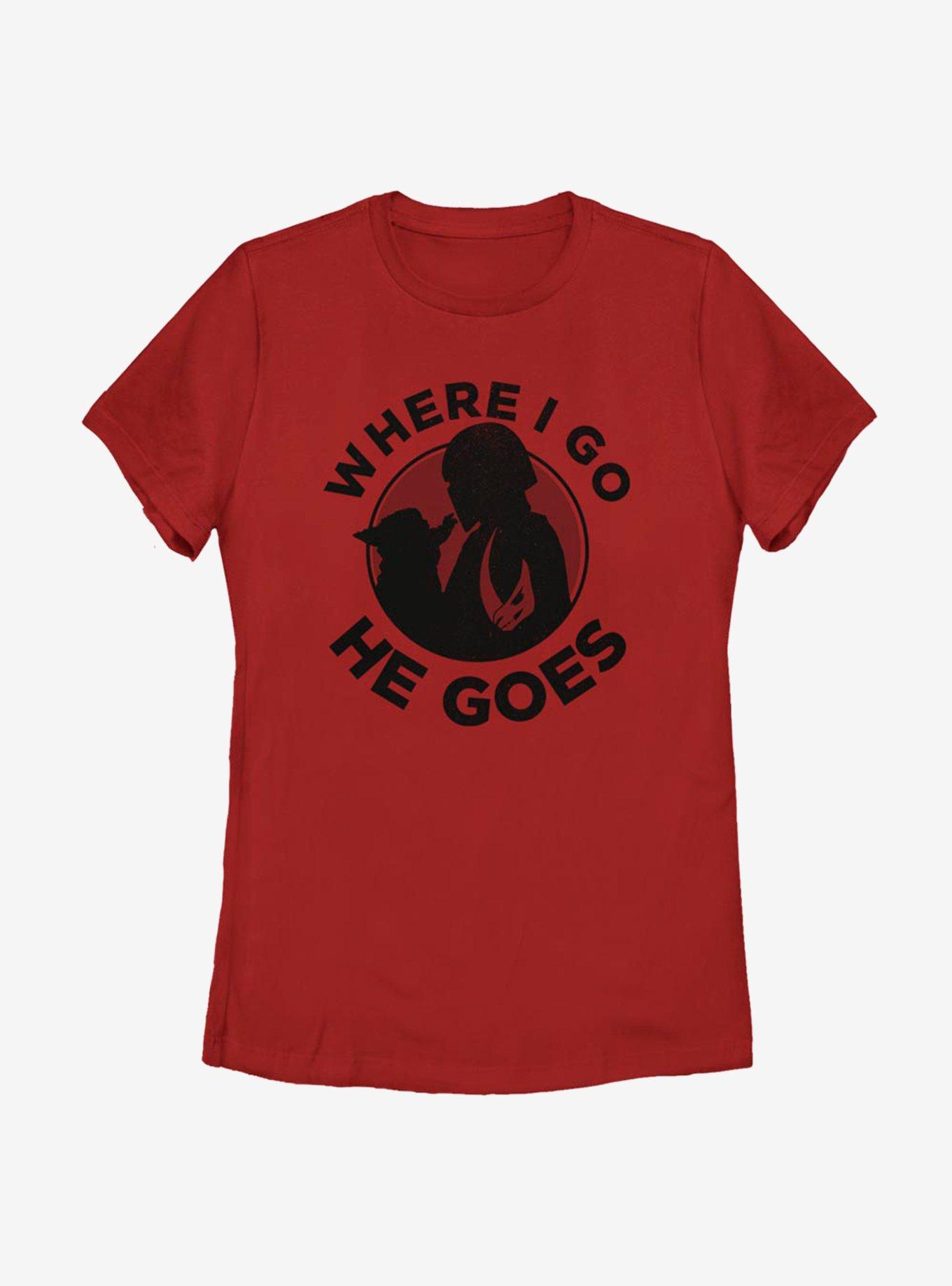 Star Wars The Mandalorian Where I Go He Goes Womens T-Shirt, RED, hi-res