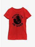 Star Wars The Mandalorian Where I Go He Goes Youth Girls T-Shirt, RED, hi-res