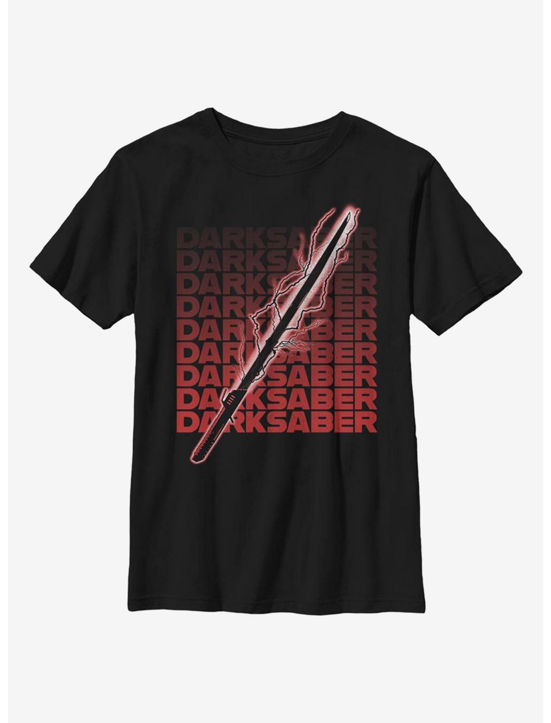 Star Wars The Mandalorian Darksaber Text Youth T-Shirt, BLACK, hi-res