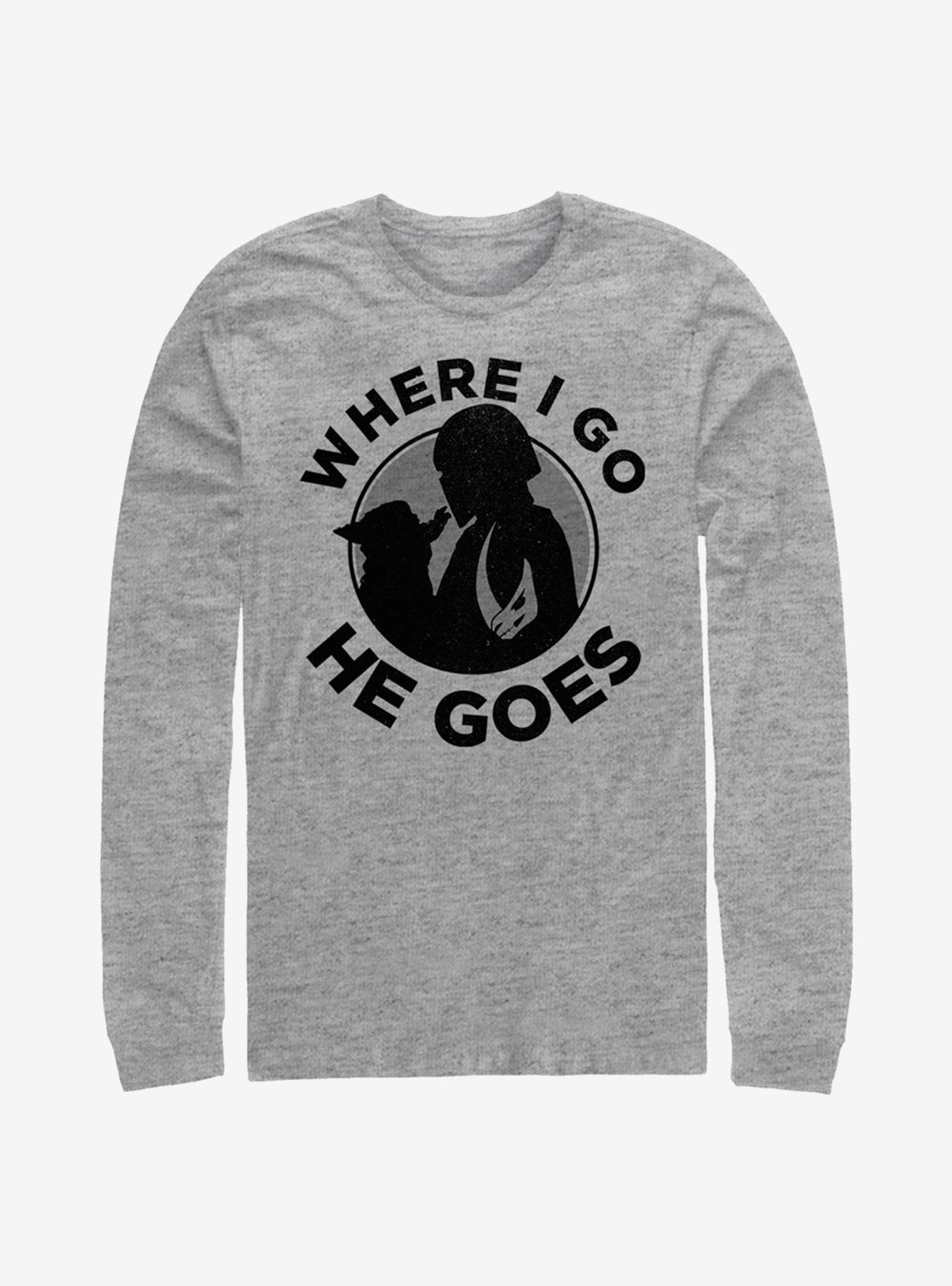 Star Wars The Mandalorian Where I Go He Goes Long-Sleeve T-Shirt, ATH HTR, hi-res