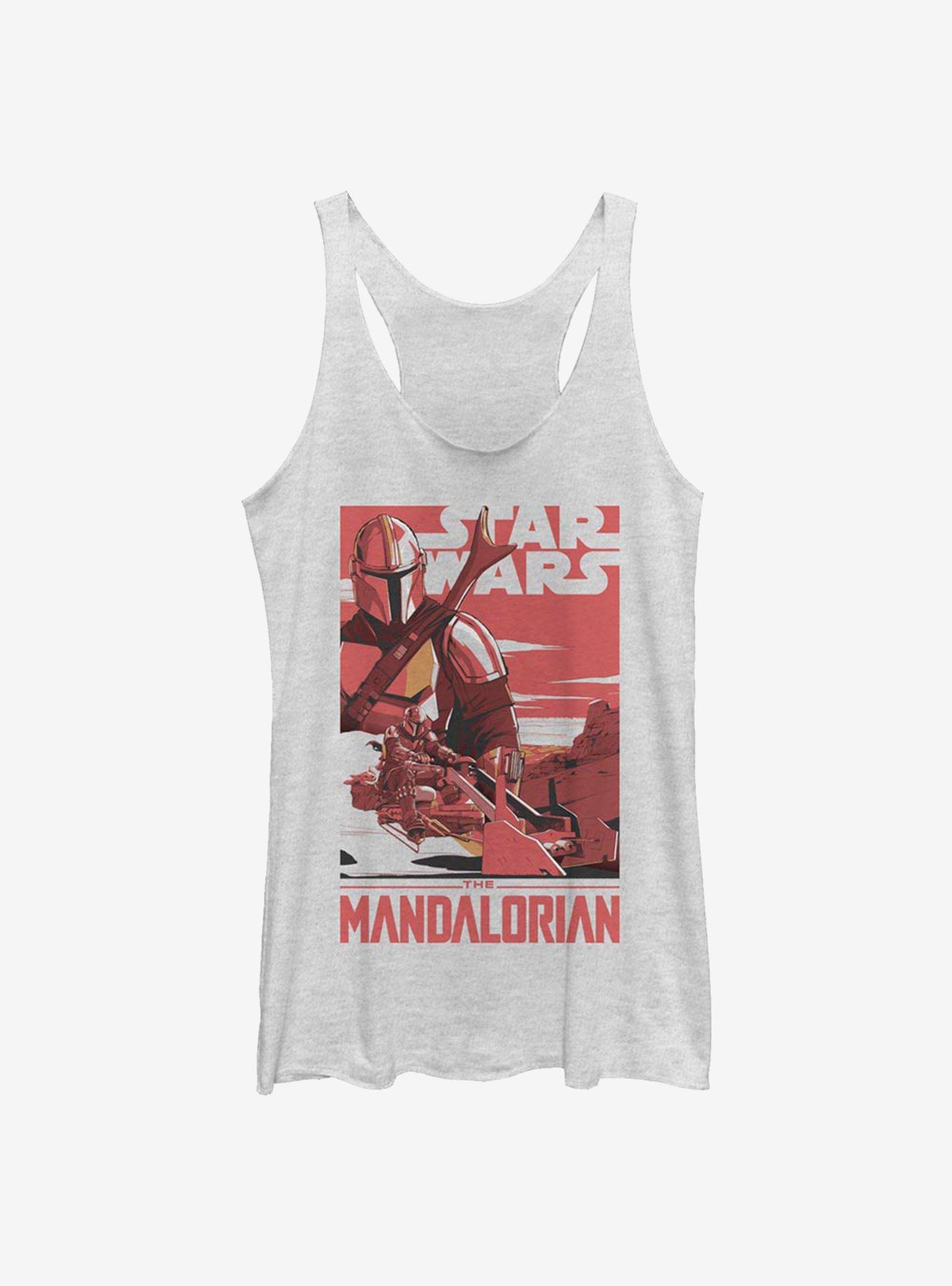 Star Wars The Mandalorian Mad Mando Poster Womens Tank Top, WHITE HTR, hi-res