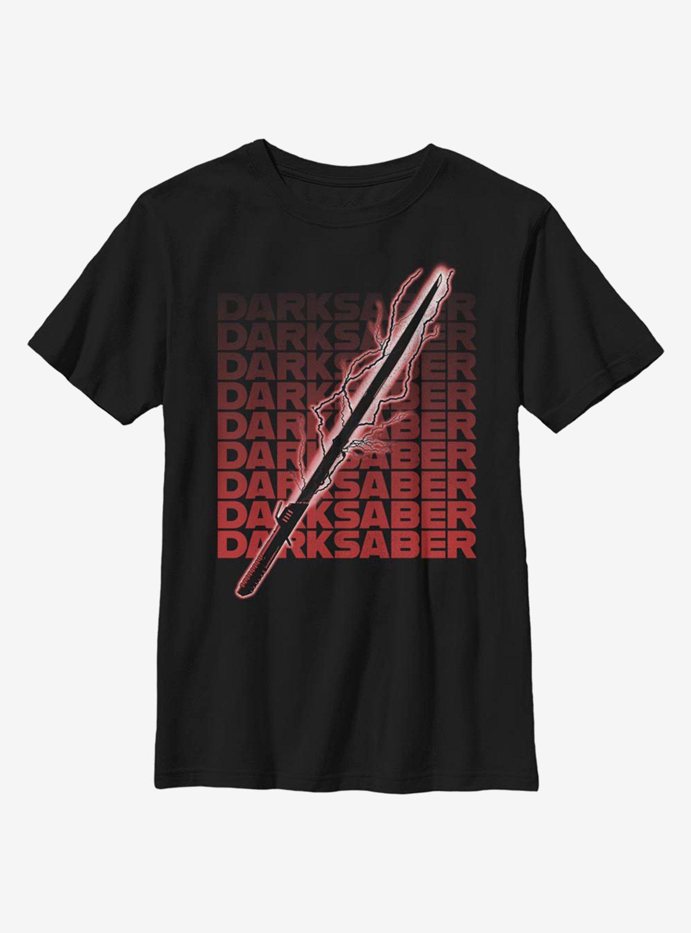 Star Wars The Mandalorian Darksaber Text Youth T-Shirt, BLACK, hi-res view 1