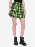 Green & Black Plaid Pleated Chain Skirt, PLAID - GREEN, hi-res