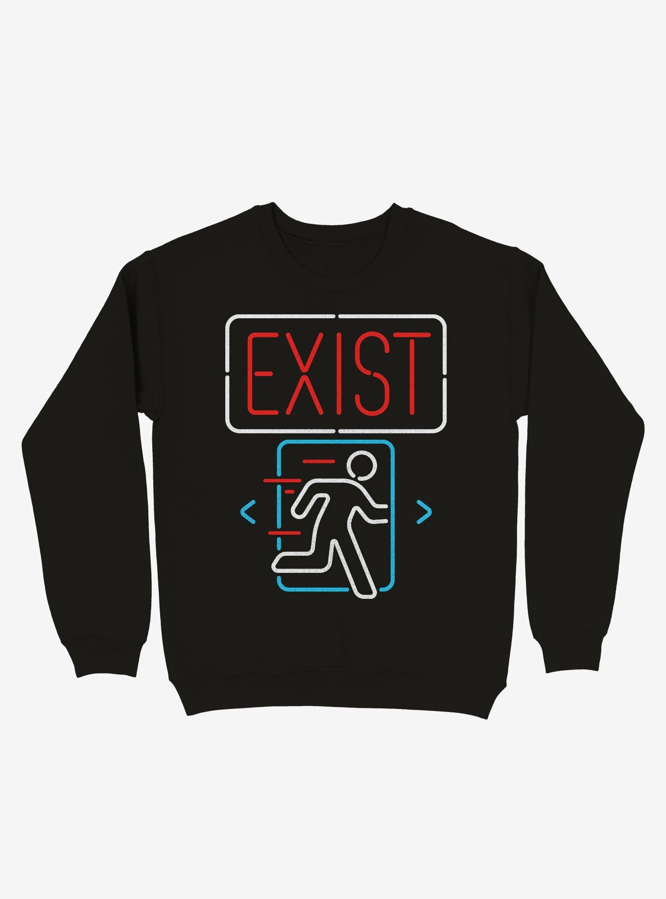 Go Through Exist Door Crew Sweatshirt, BLACK, hi-res