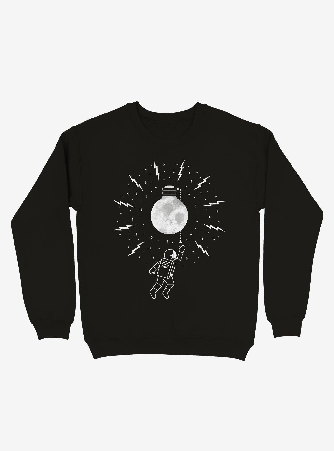 Moonlight Lightbulb Crew Sweatshirt, BLACK, hi-res