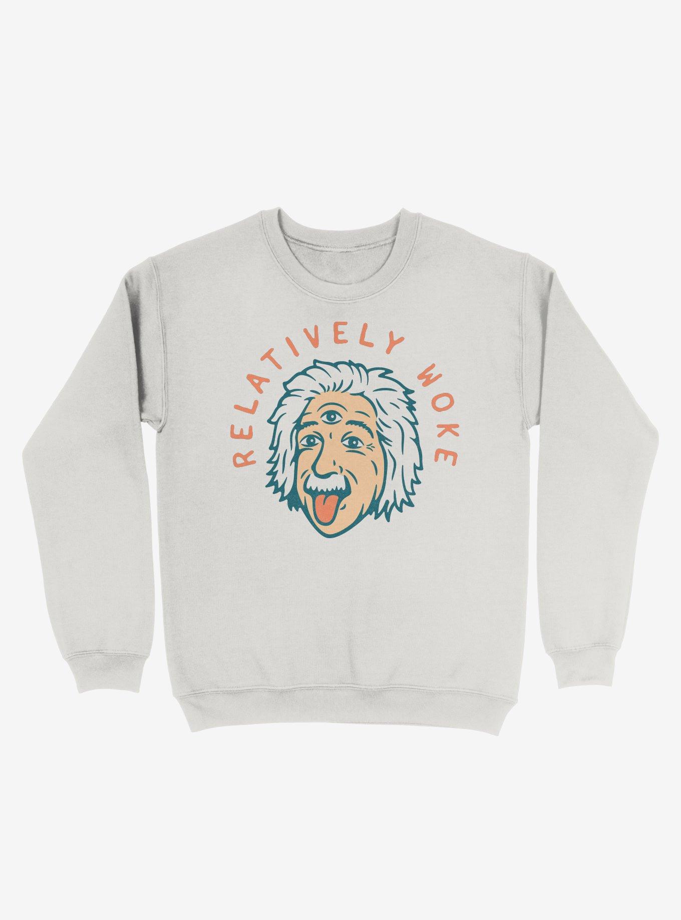 Relatively Woke Albert Einstein Crew Sweatshirt, WHITE, hi-res