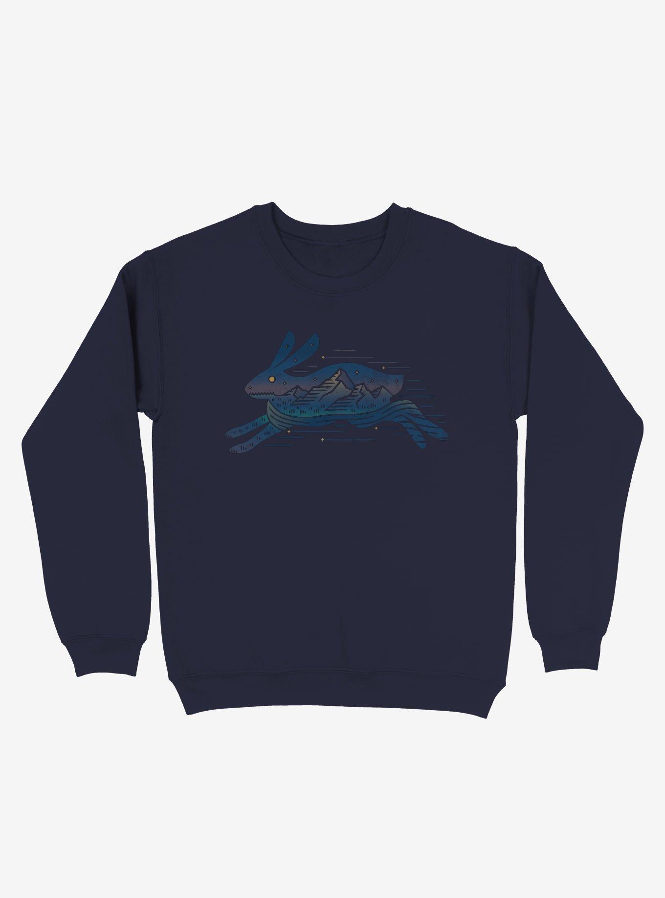 Running Wild Rabbit Outline Crew Sweatshirt, , hi-res