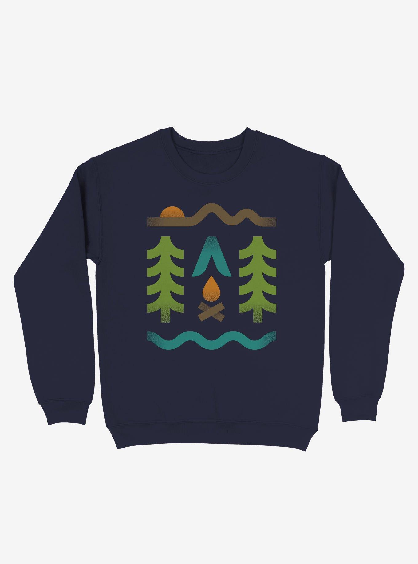 Simple Pleasures Forest Symbols Crew Sweatshirt, NAVY, hi-res