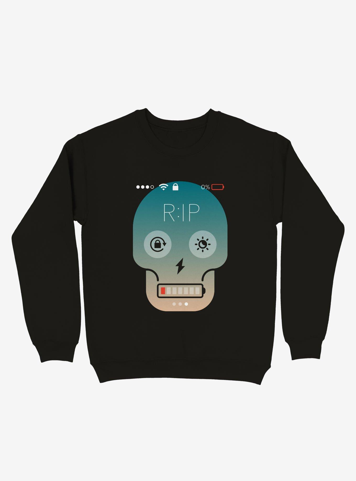 Sorry, My Phone Died RIP Skull Crew Sweatshirt, , hi-res