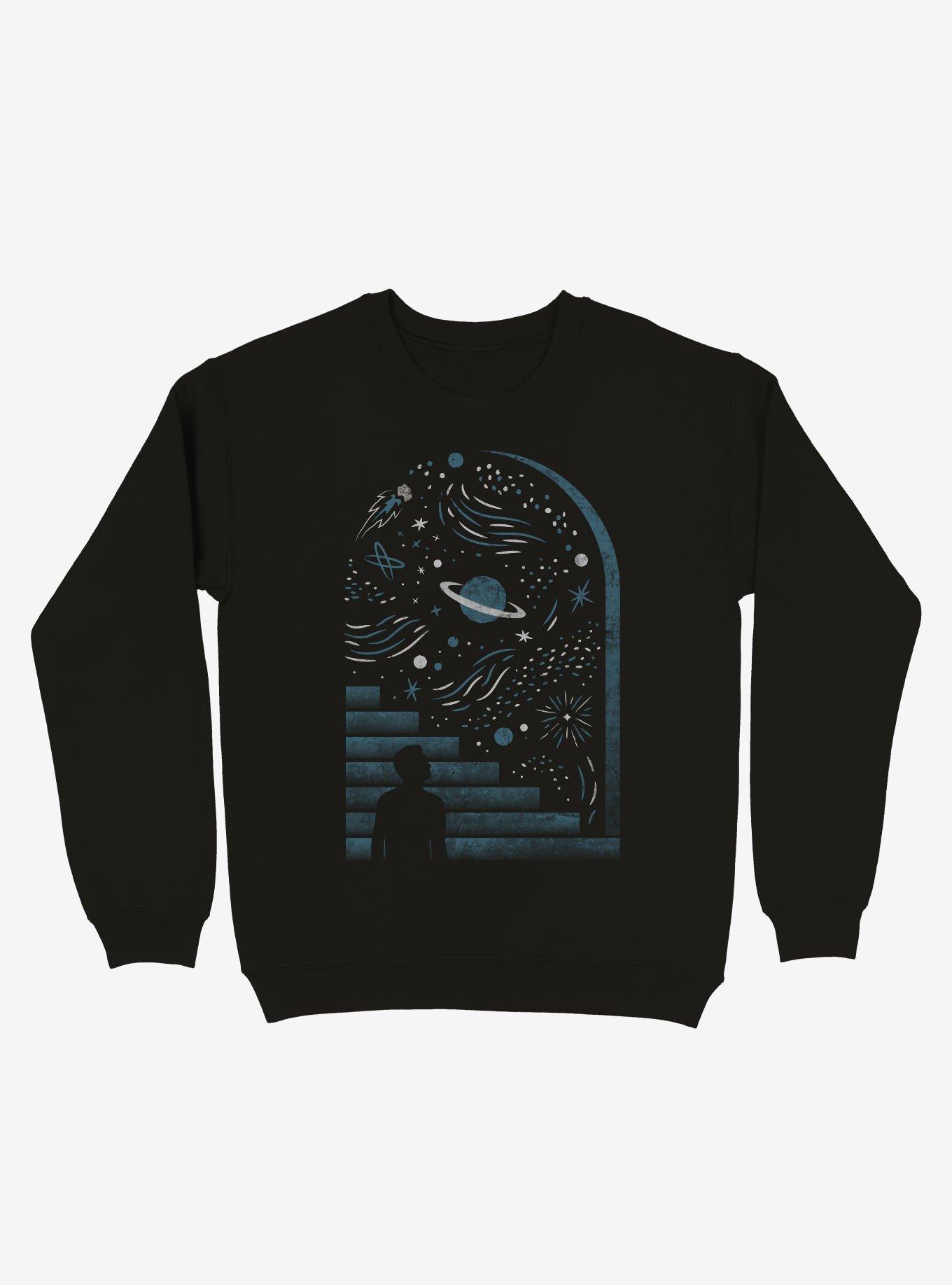 Stairway To Open Space Crew Sweatshirt, BLACK, hi-res