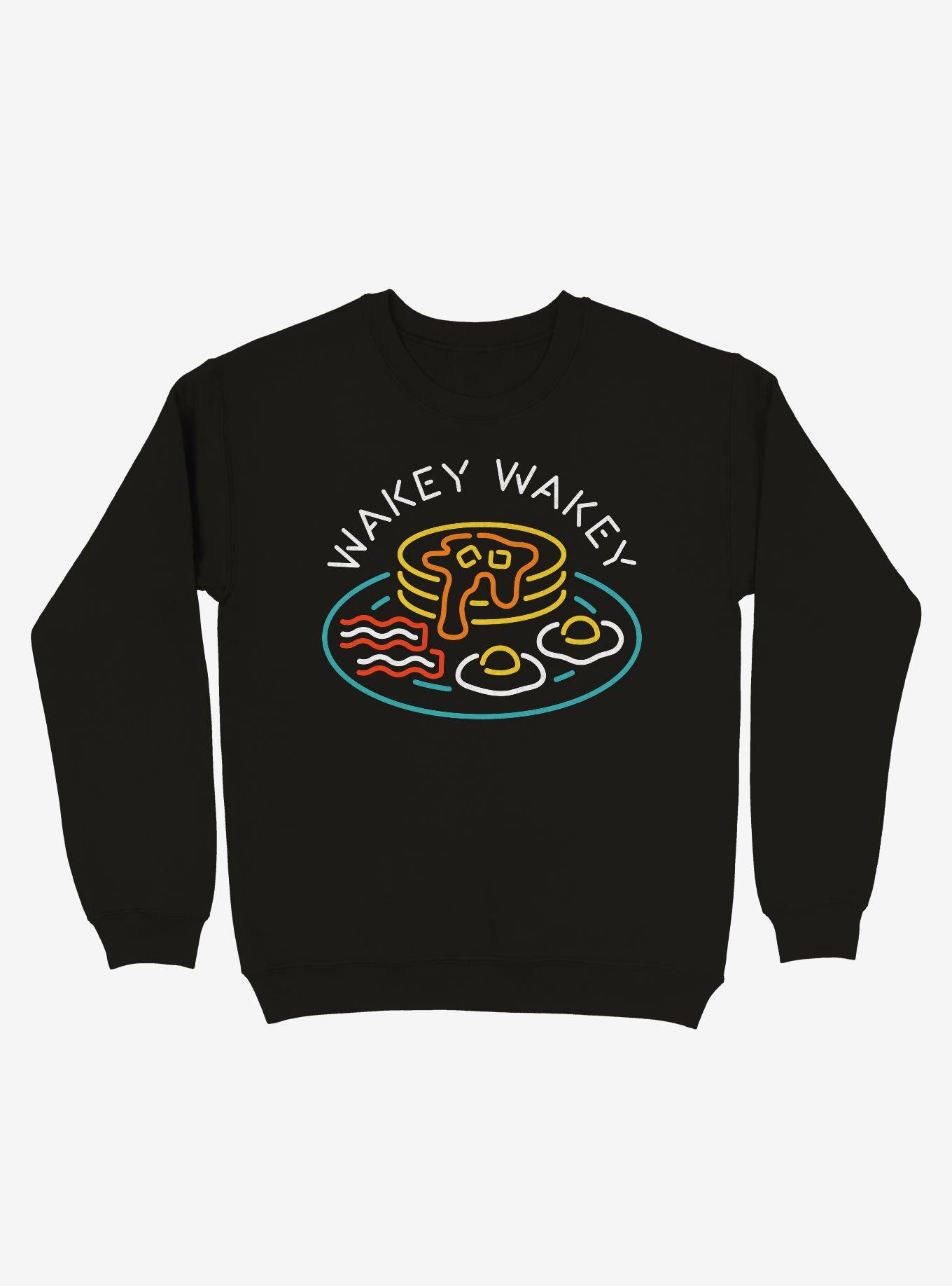 Wakey Wakey Breakfast Crew Sweatshirt, BLACK, hi-res