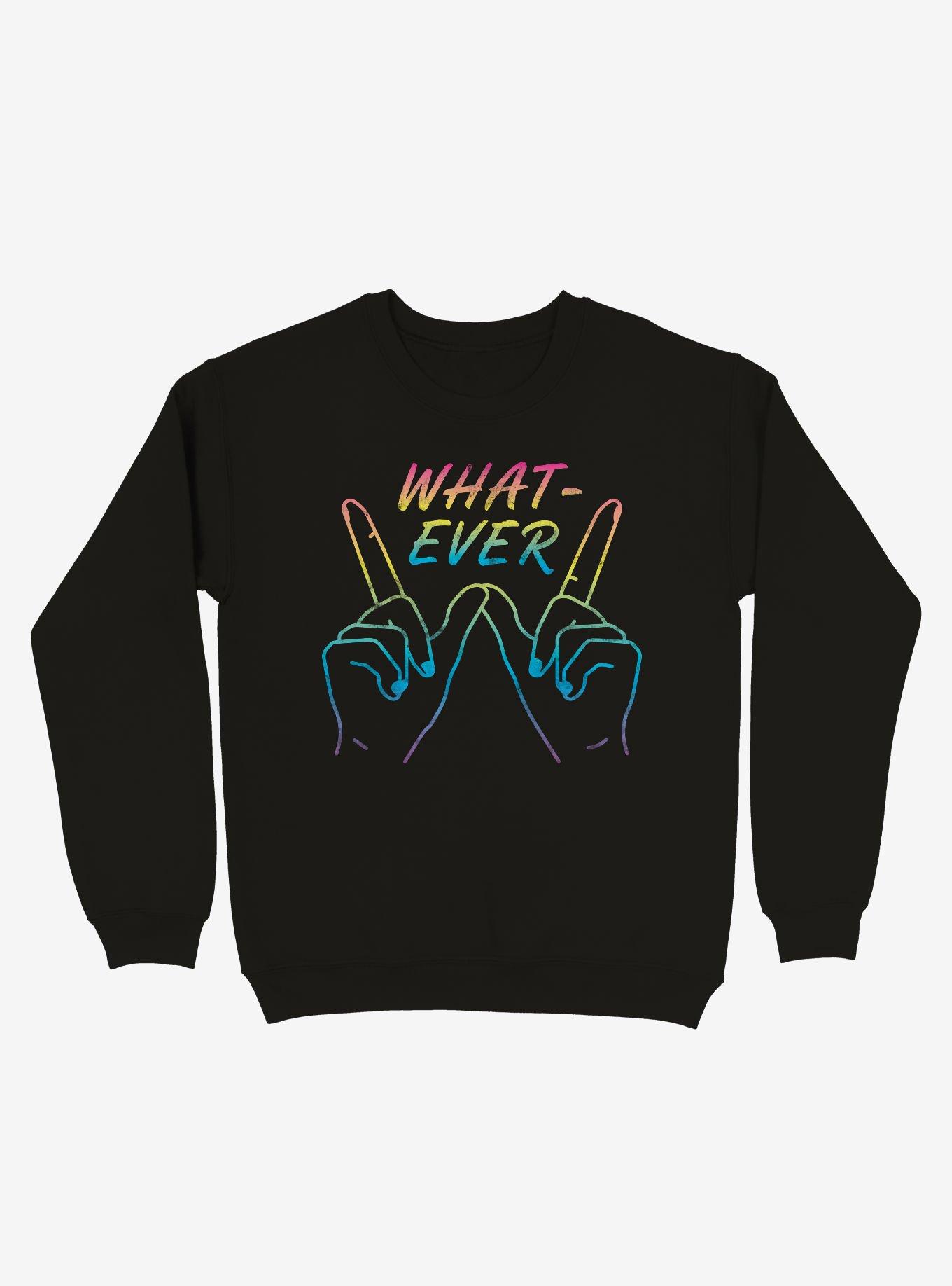 Whatever Neon Hands Crew Sweatshirt, BLACK, hi-res