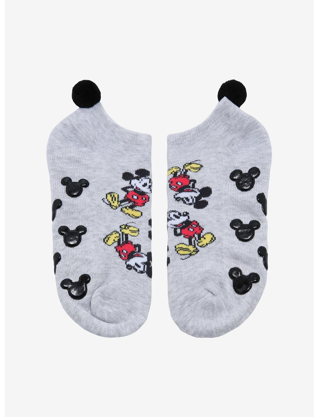 Disney Mickey Mouse Pom No-Show Grip Socks, , hi-res