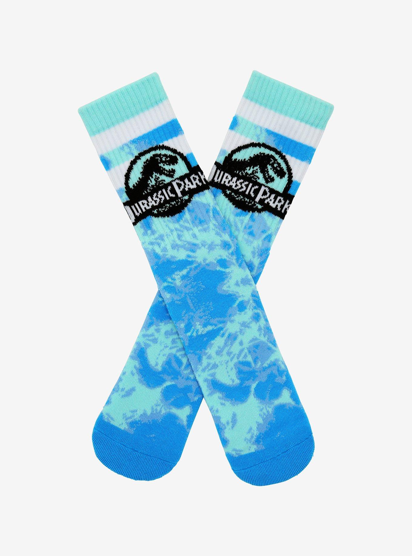 Jurassic Park Blue Tie-Dye Crew Socks, , hi-res
