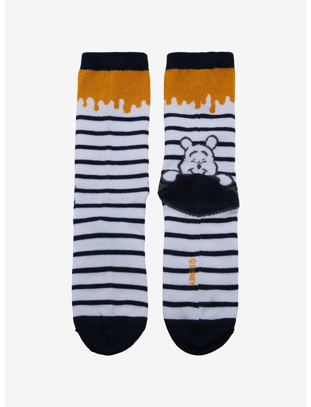 Disney Winnie The Pooh Honey Drip Striped Crew Socks, , hi-res