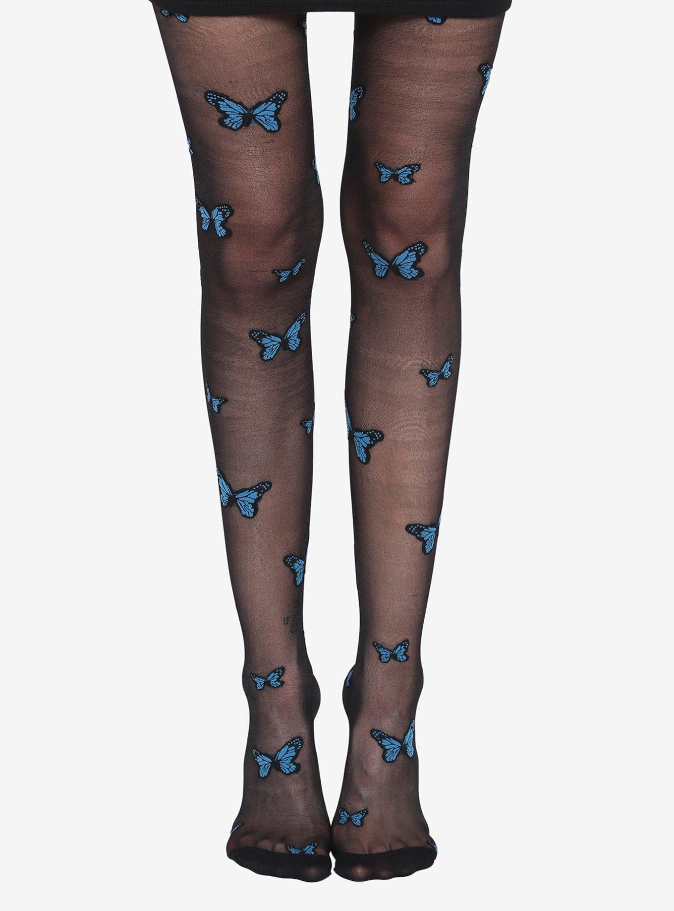 Blue Butterfly Tights Hot Topic