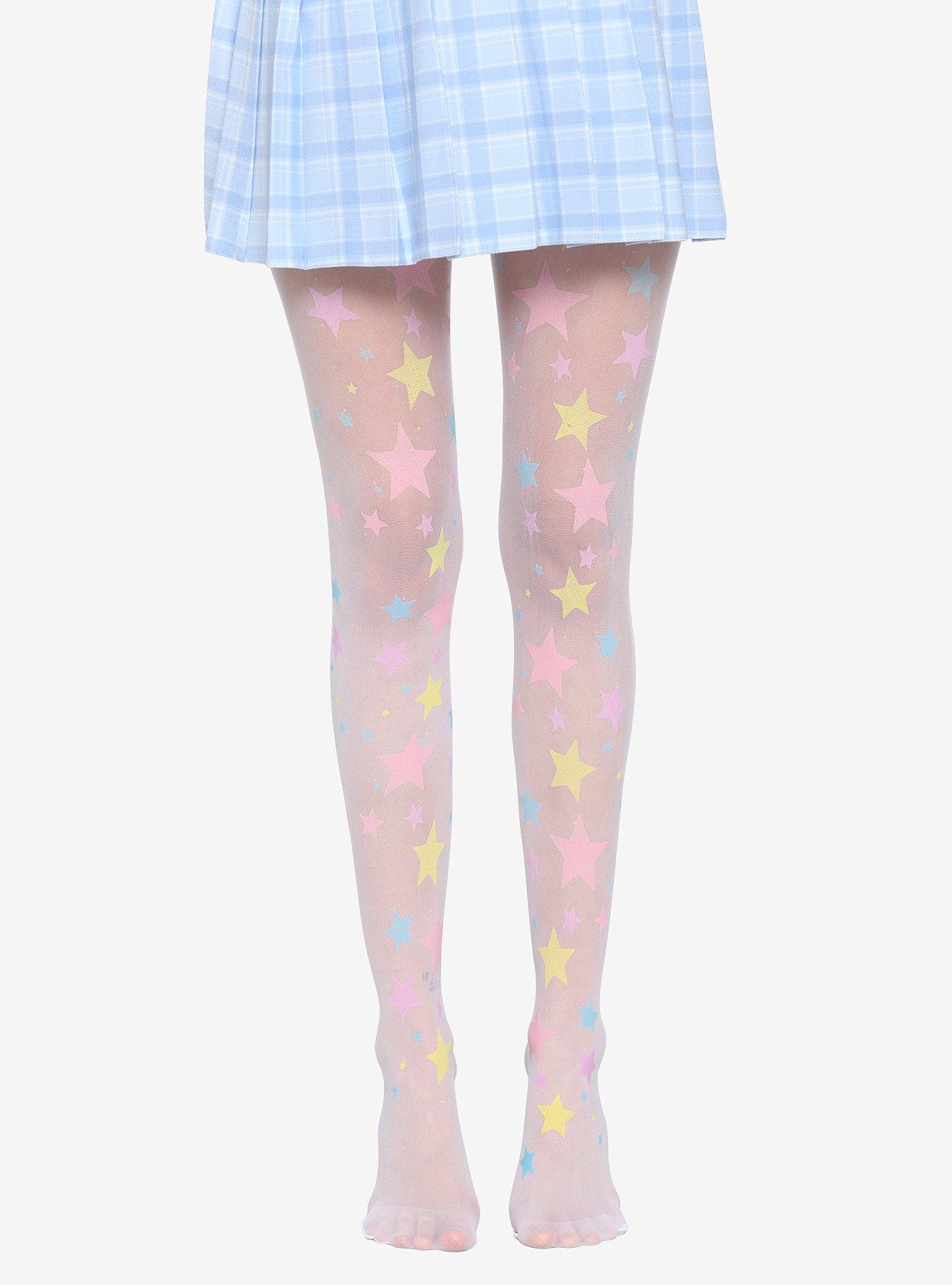 Pastel Star White Tights