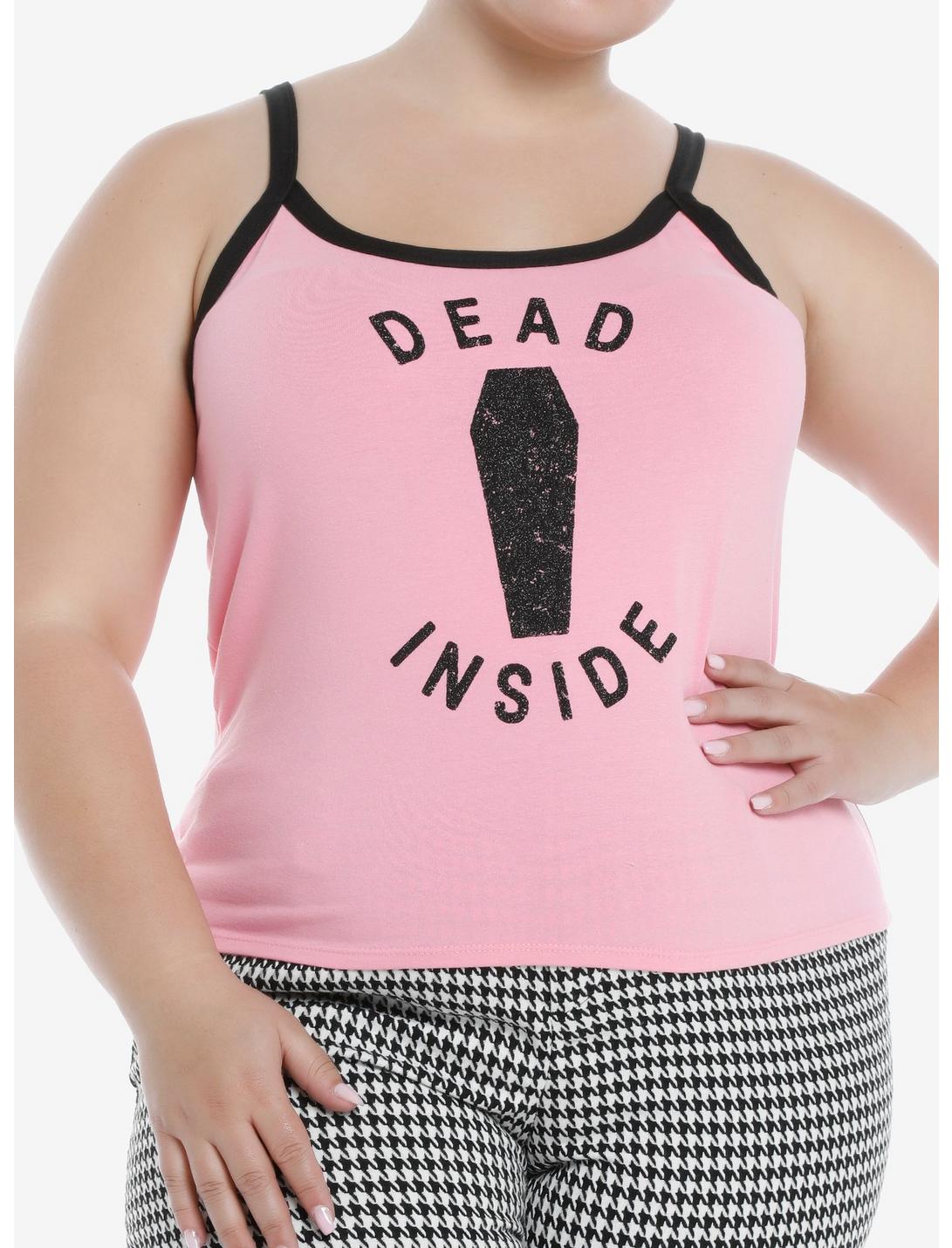 Dead Inside Glitter Girls Strappy Tank Top Plus Size, PINK, hi-res