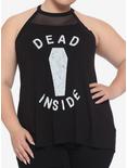 Dead Inside Coffin Mesh Girls High Neck Tank Top Plus Size, BLACK, hi-res