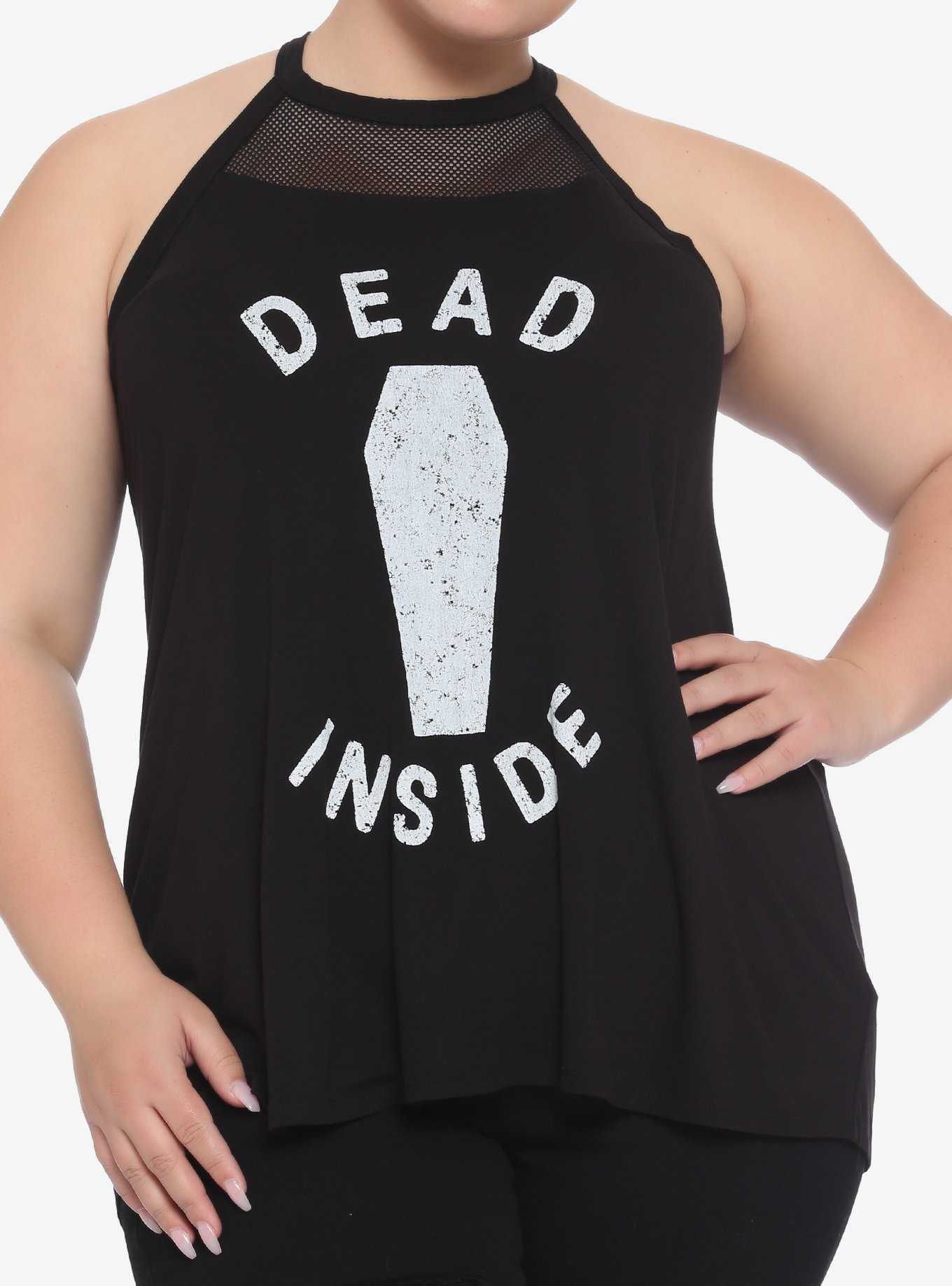 Dead Inside Coffin Mesh Girls High Neck Tank Top Plus Size, , hi-res