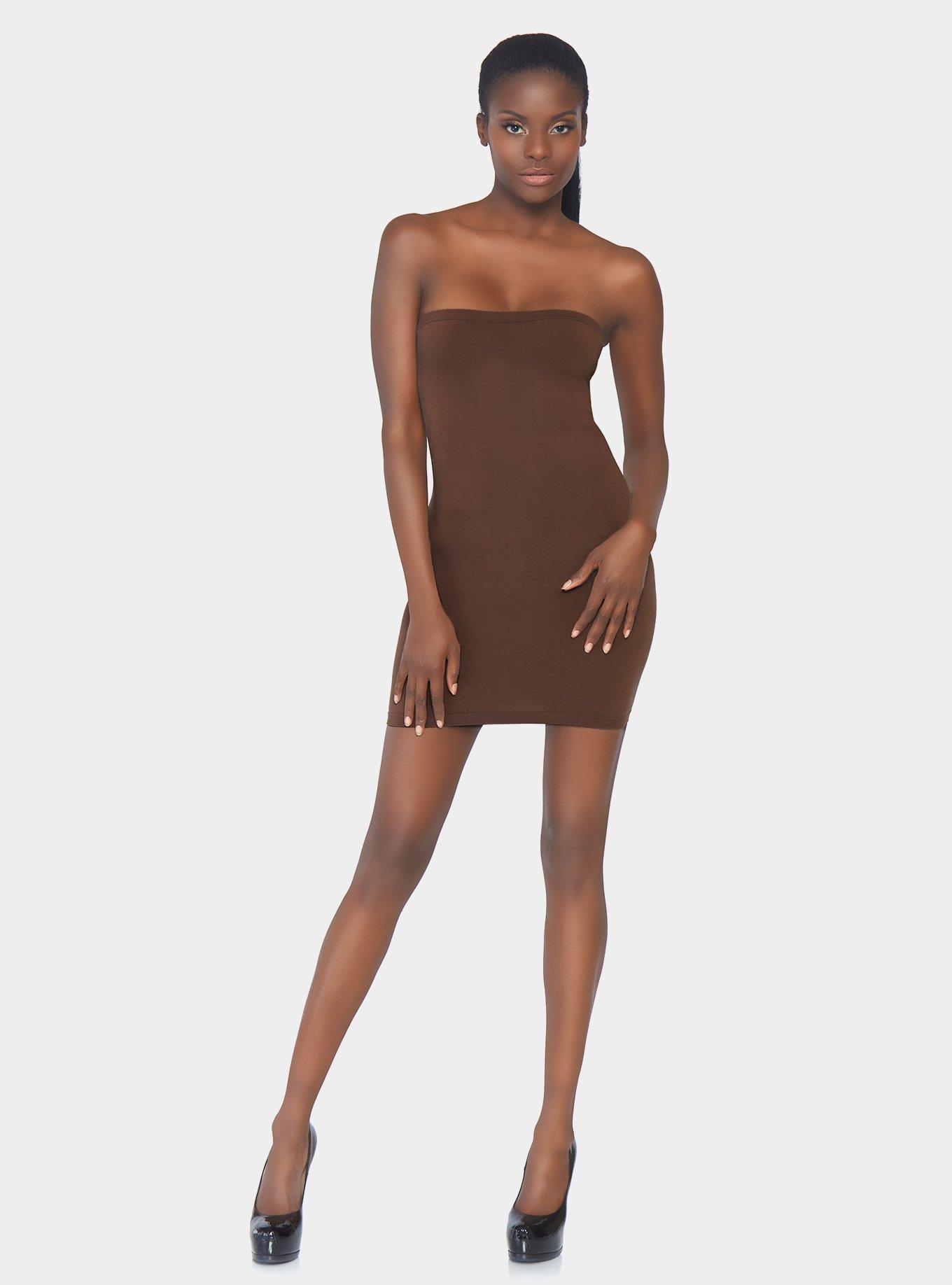 Seamless Opaque Microfiber Bodycon Tube Dress Deep, , hi-res