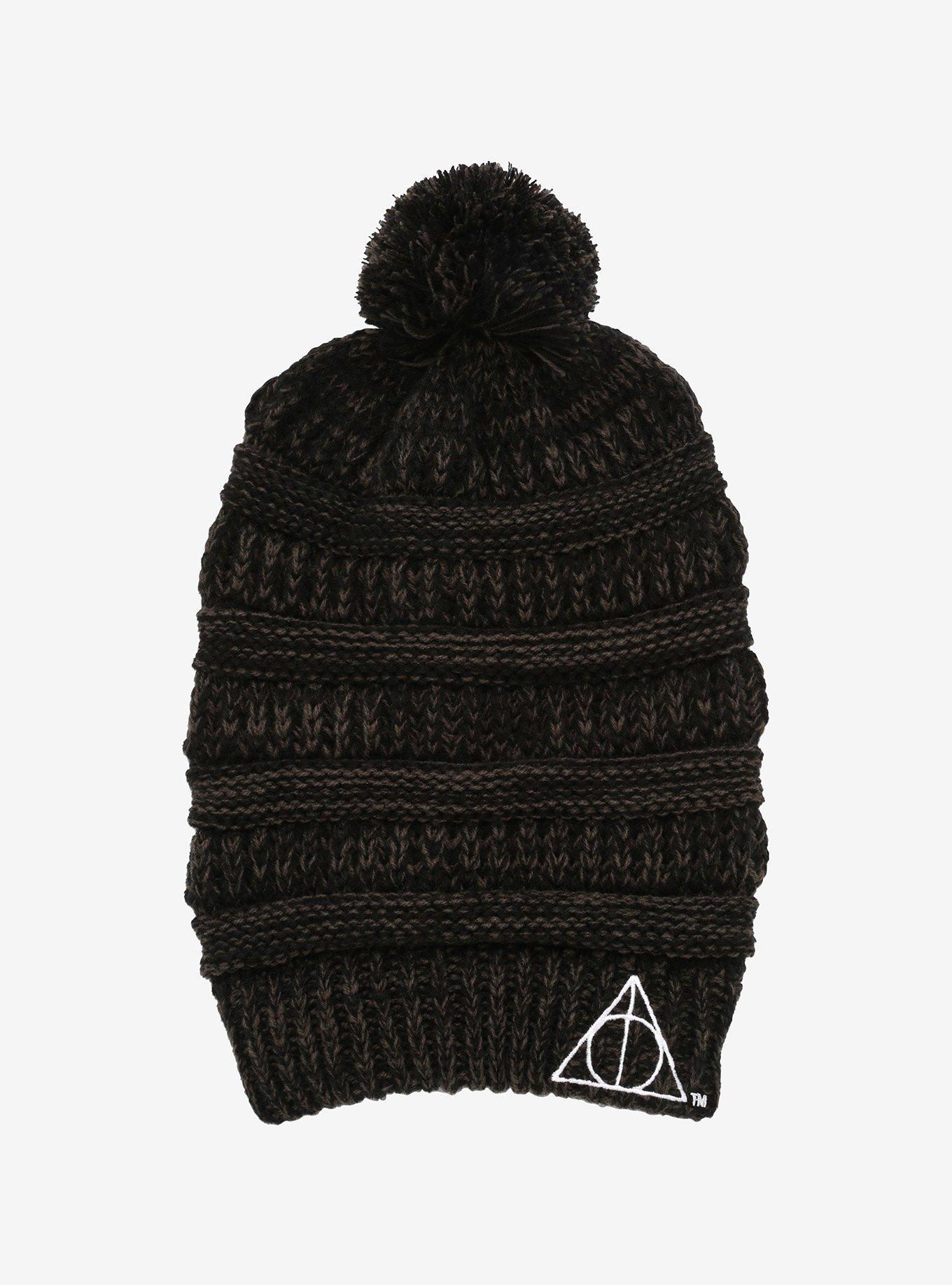 Harry Potter Deathly Hallows Pom Slouch Beanie, , hi-res