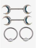 Steel Moon Stone Nipple Barbell & Circular Barbell 4 Pack, , hi-res