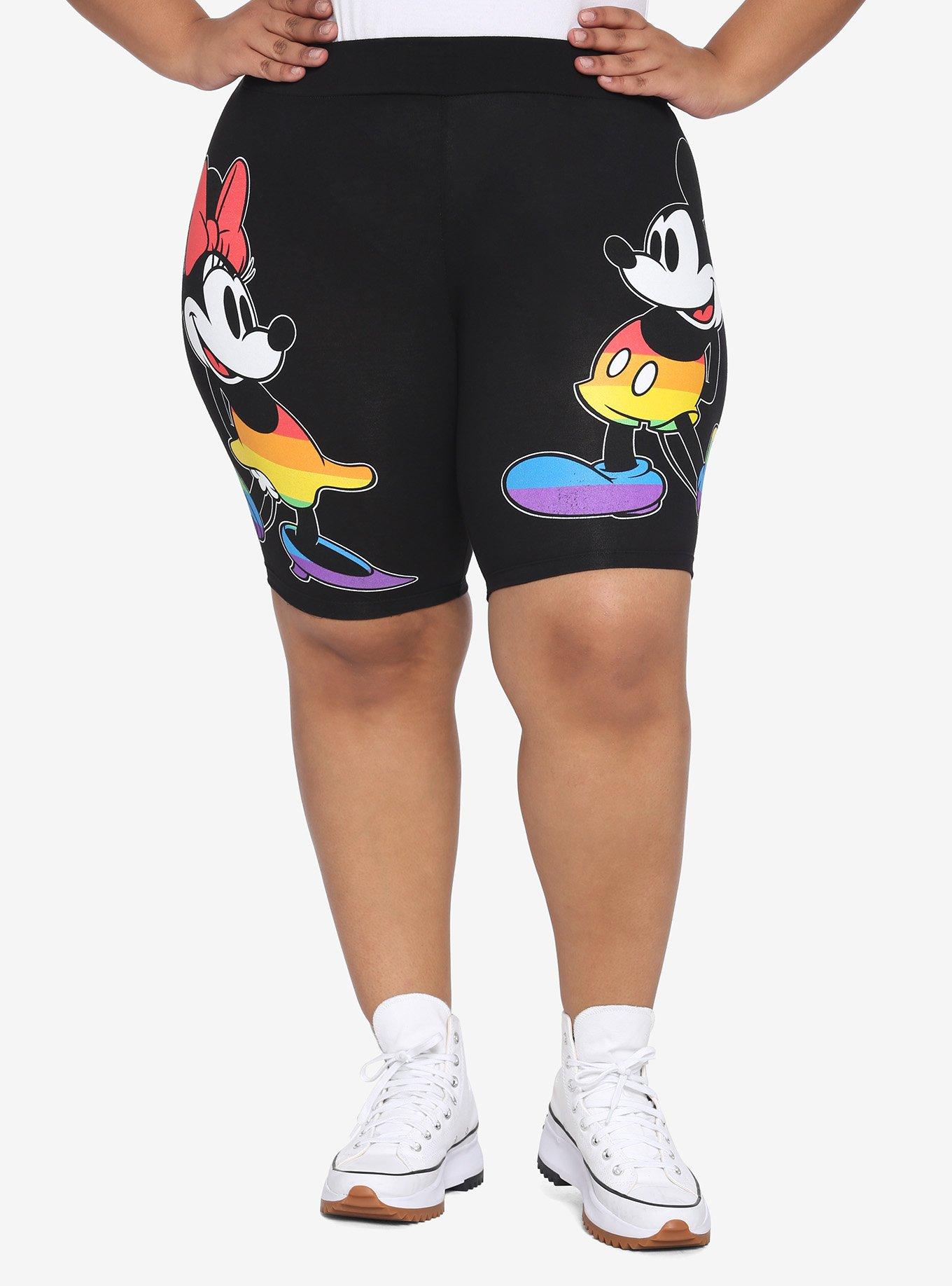 Disney Rainbow Mickey Mouse & Minnie Mouse Biker Shorts Plus Size, MULTI, hi-res