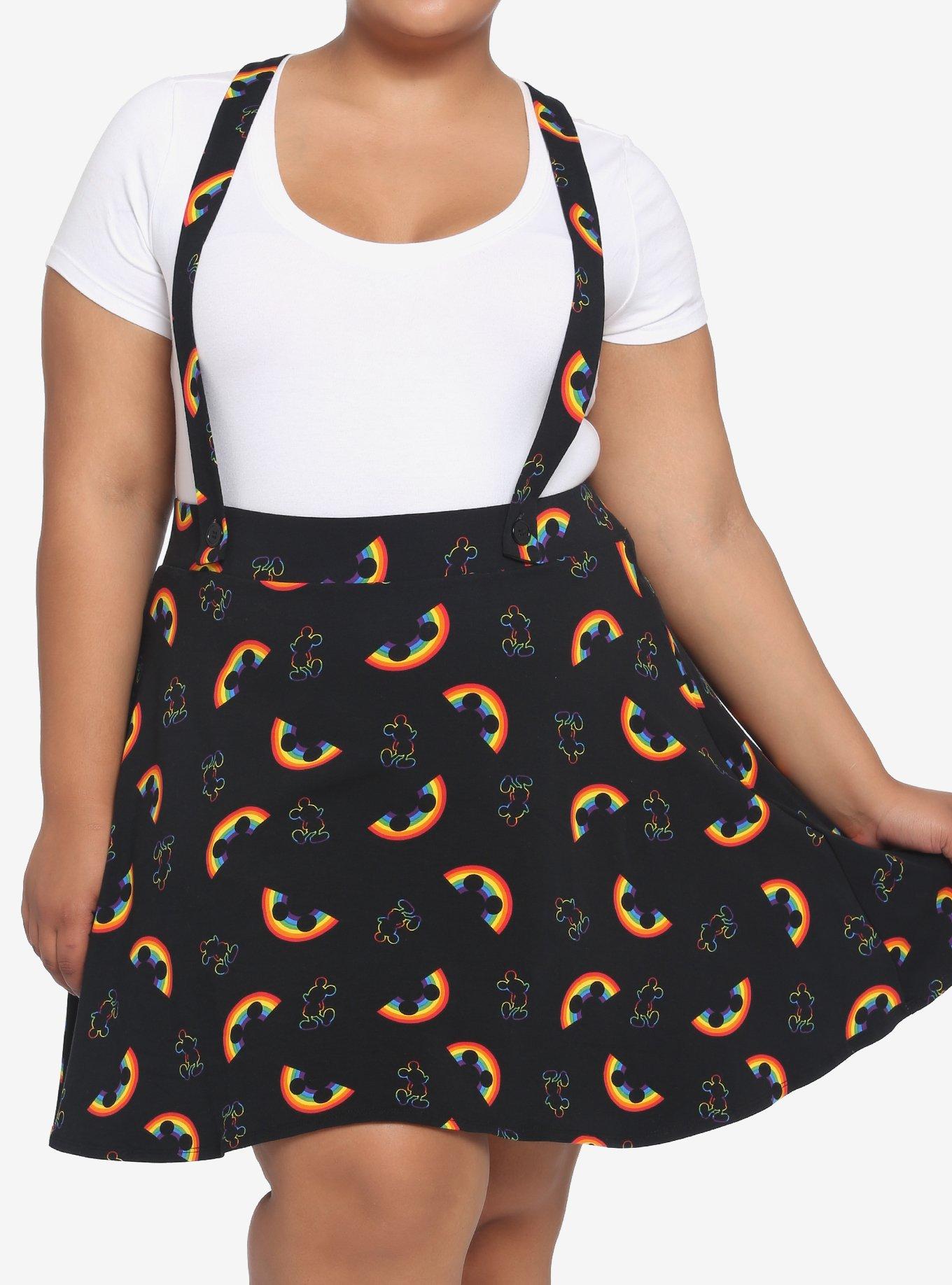 Disney Rainbow Mickey Mouse Suspender Skirt Plus Size, MULTI, hi-res