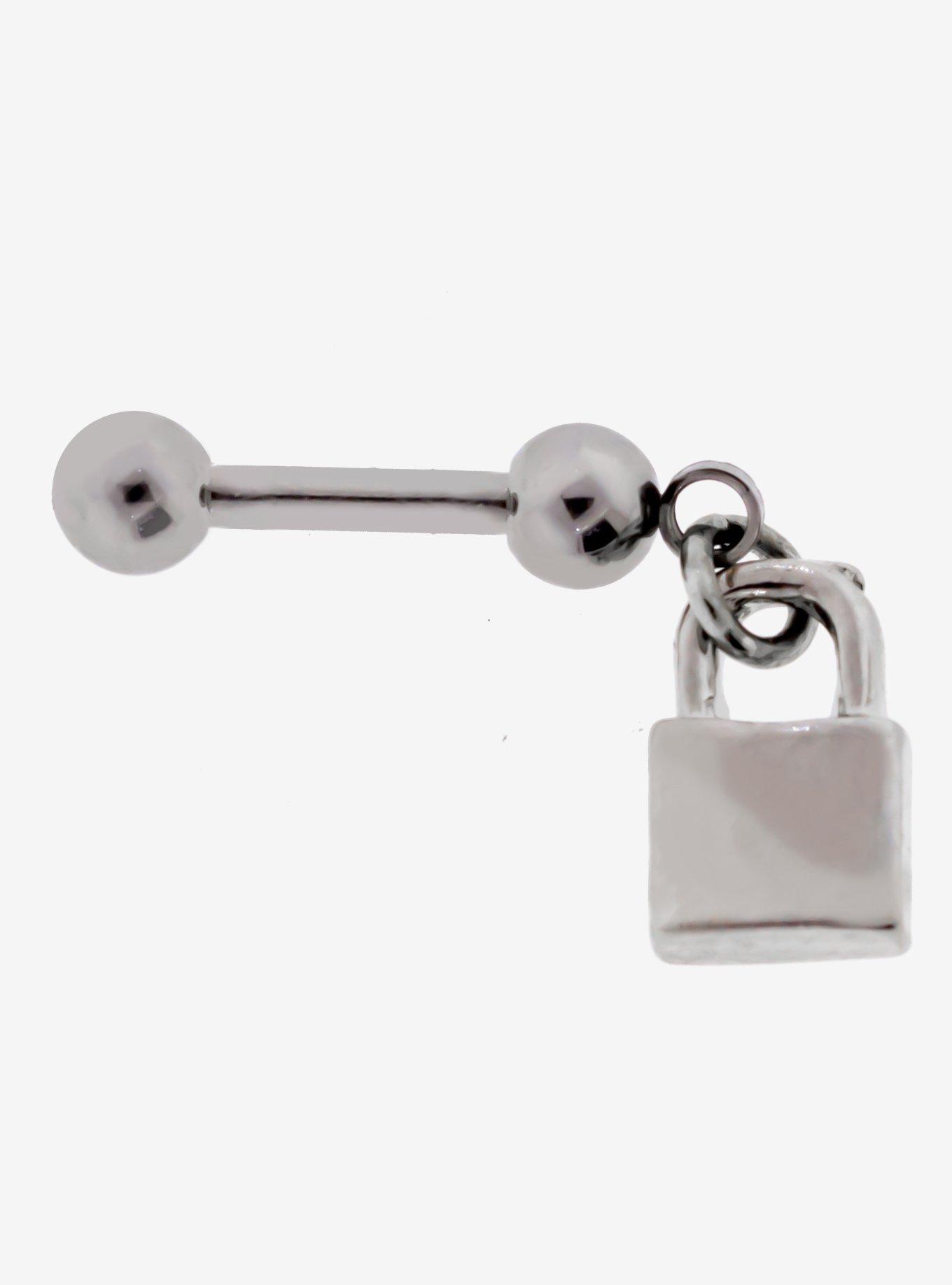 Steel Padlock Barbell | Hot Topic