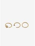 Steel Gold Heart Seamless & Open Nose Hoop 3 Pack, GOLD, hi-res