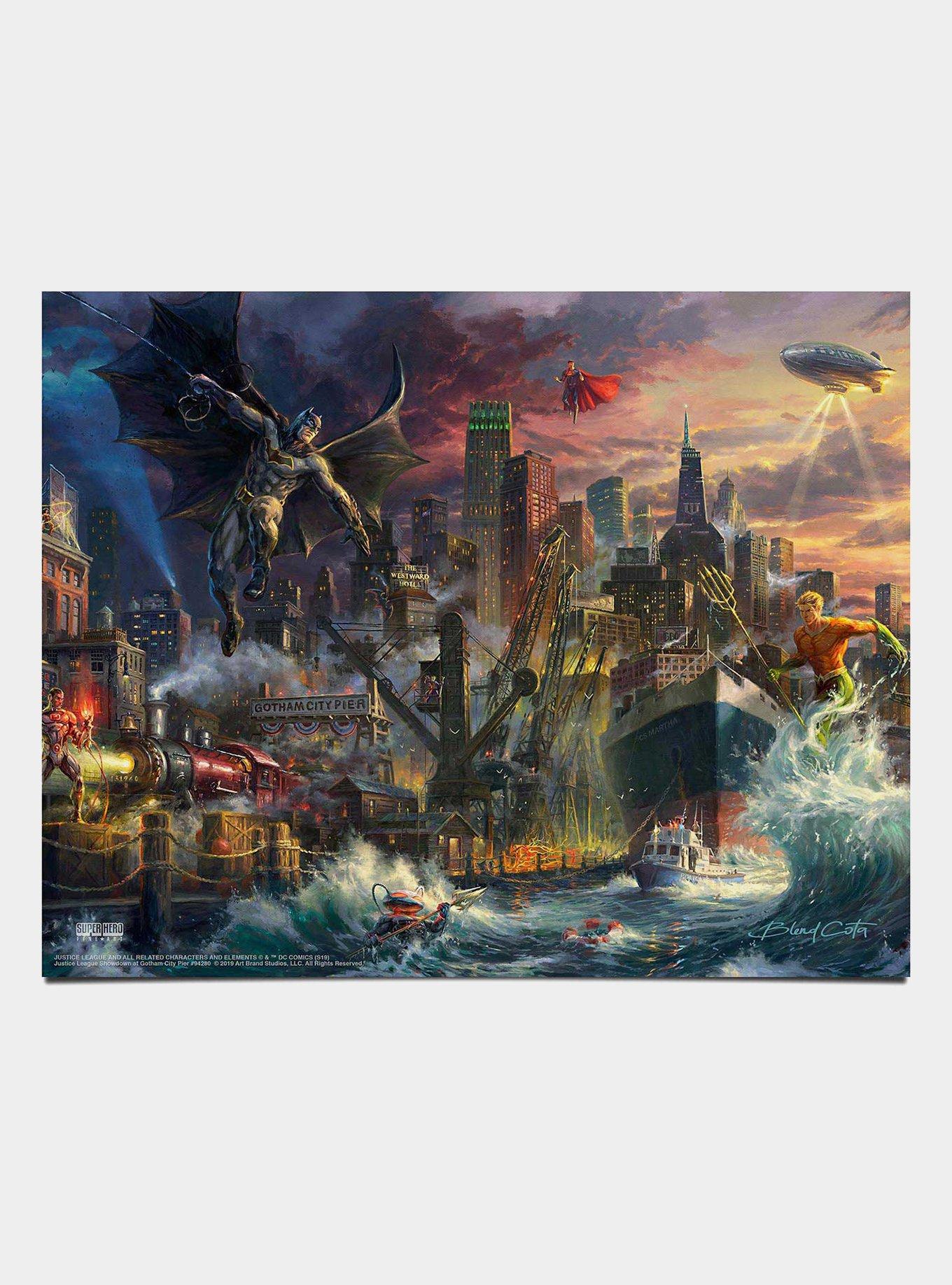 DC Comics Justice League Showdown At Gotham City Pier Art Print, , hi-res