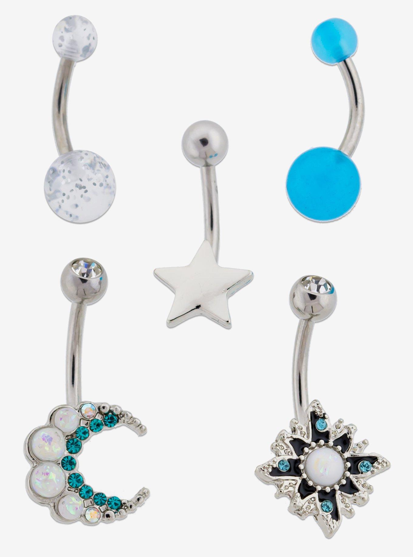 14G Steel Celestial Stone Navel Barbell 5 Pack | Hot Topic