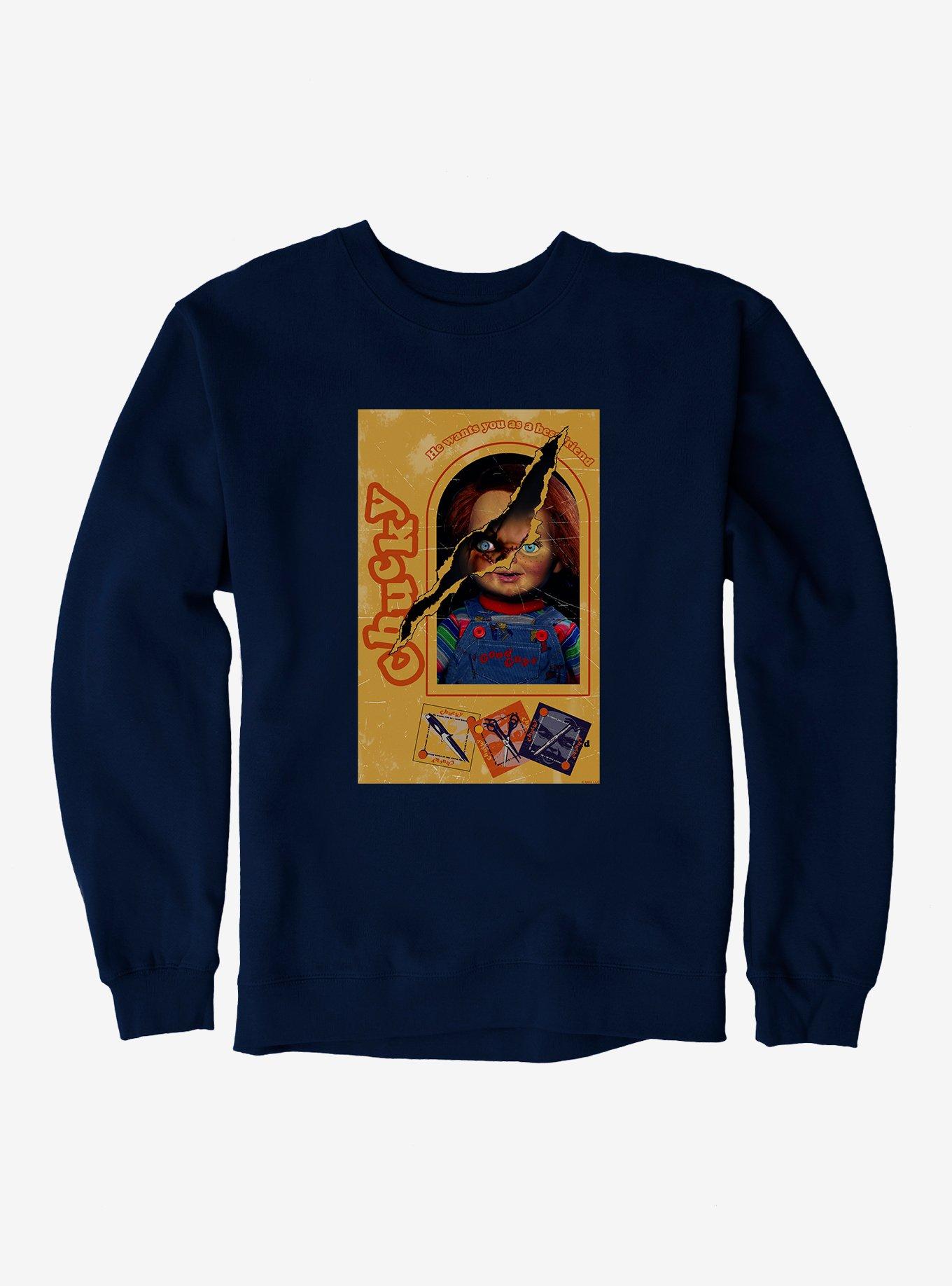 Chucky Doll Box Torn Sweatshirt, , hi-res