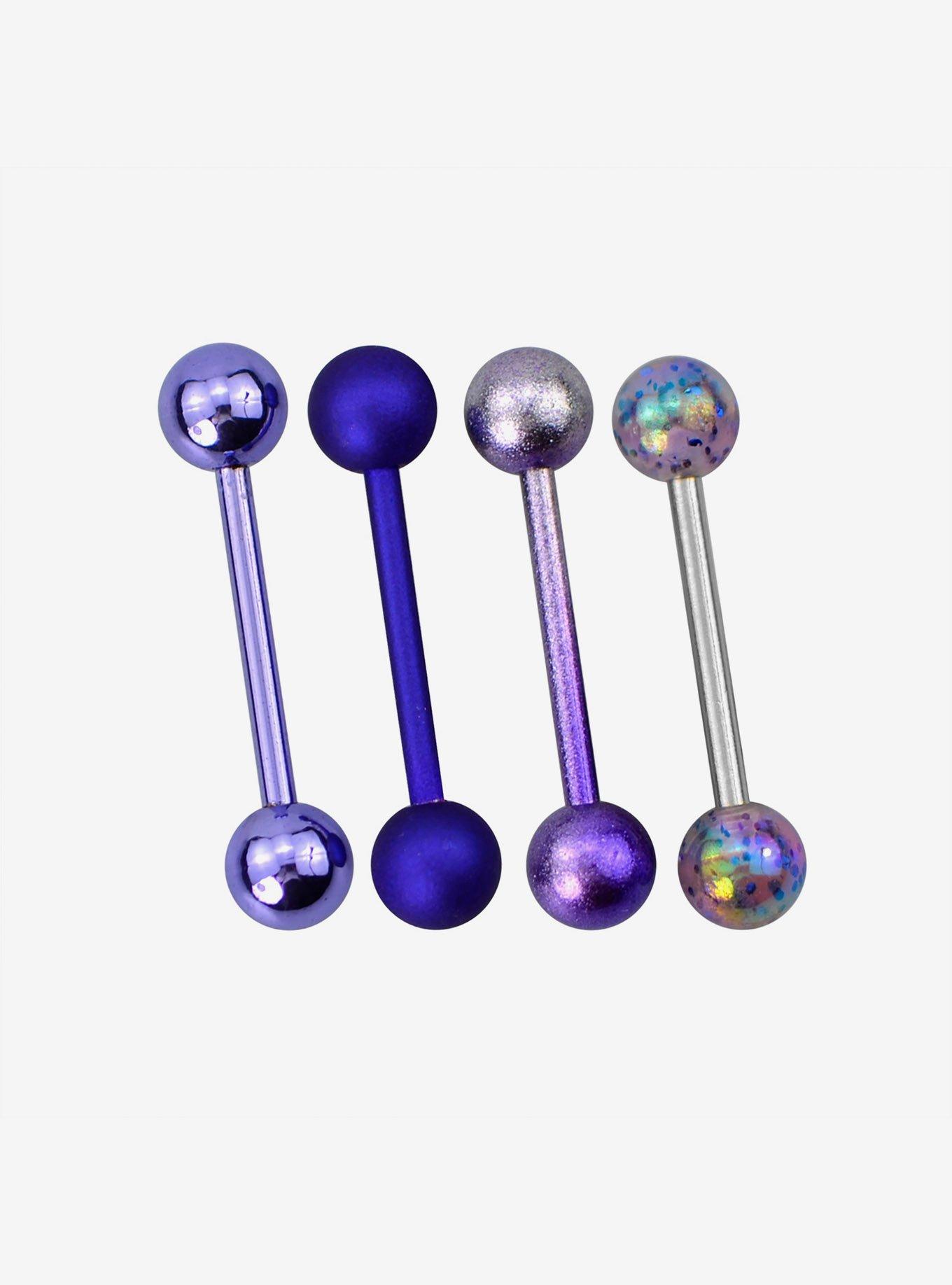 14G Steel Blue Ombre Tongue Barbell 4 Pack, , hi-res
