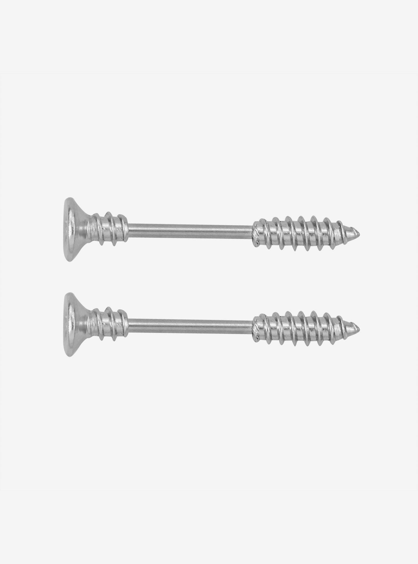 14G Steel Silver Screw Nipple Barbell 2 Pack, , hi-res