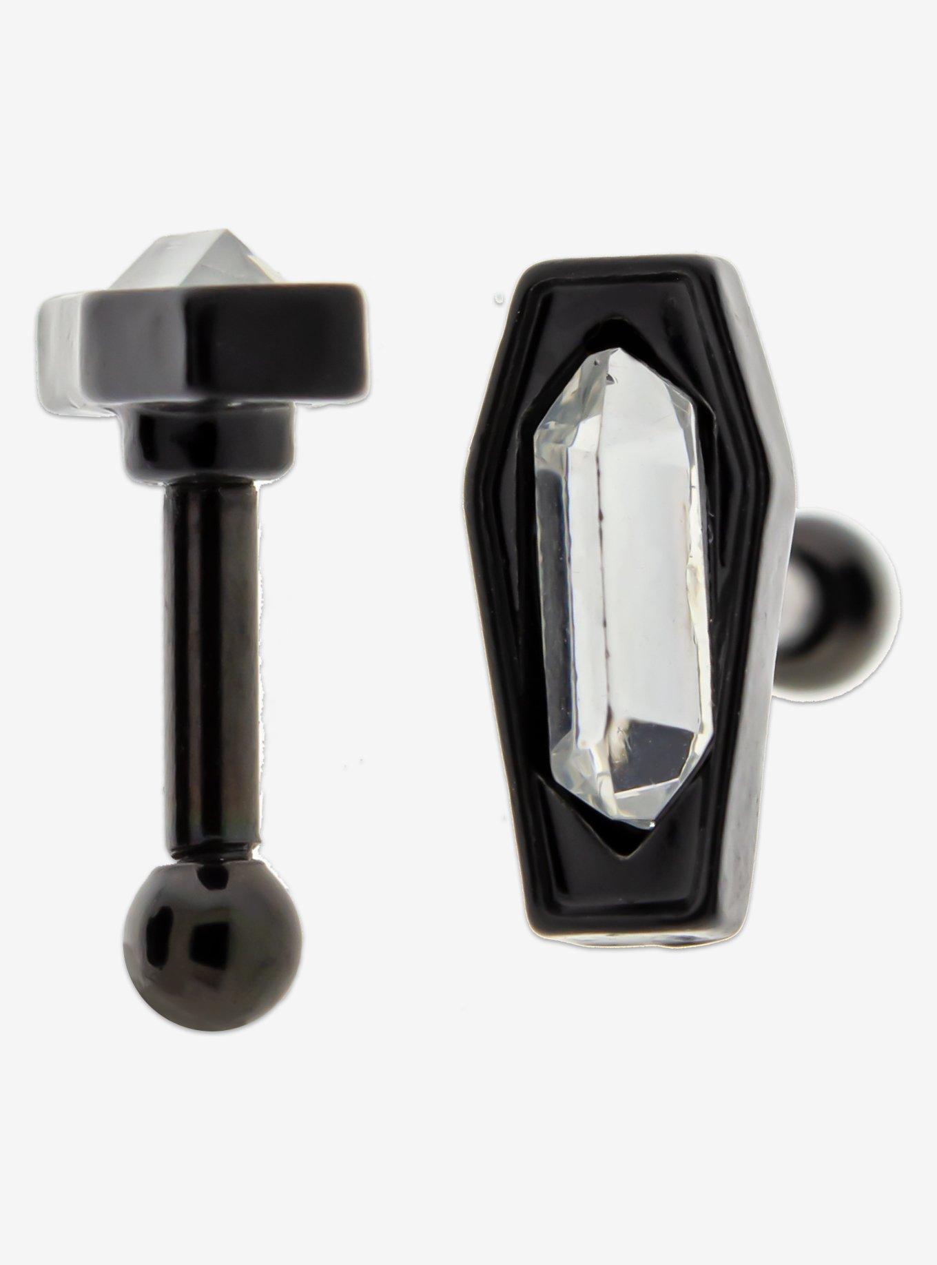 Steel Coffin Crystal Tragus Barbell, BLACK, hi-res